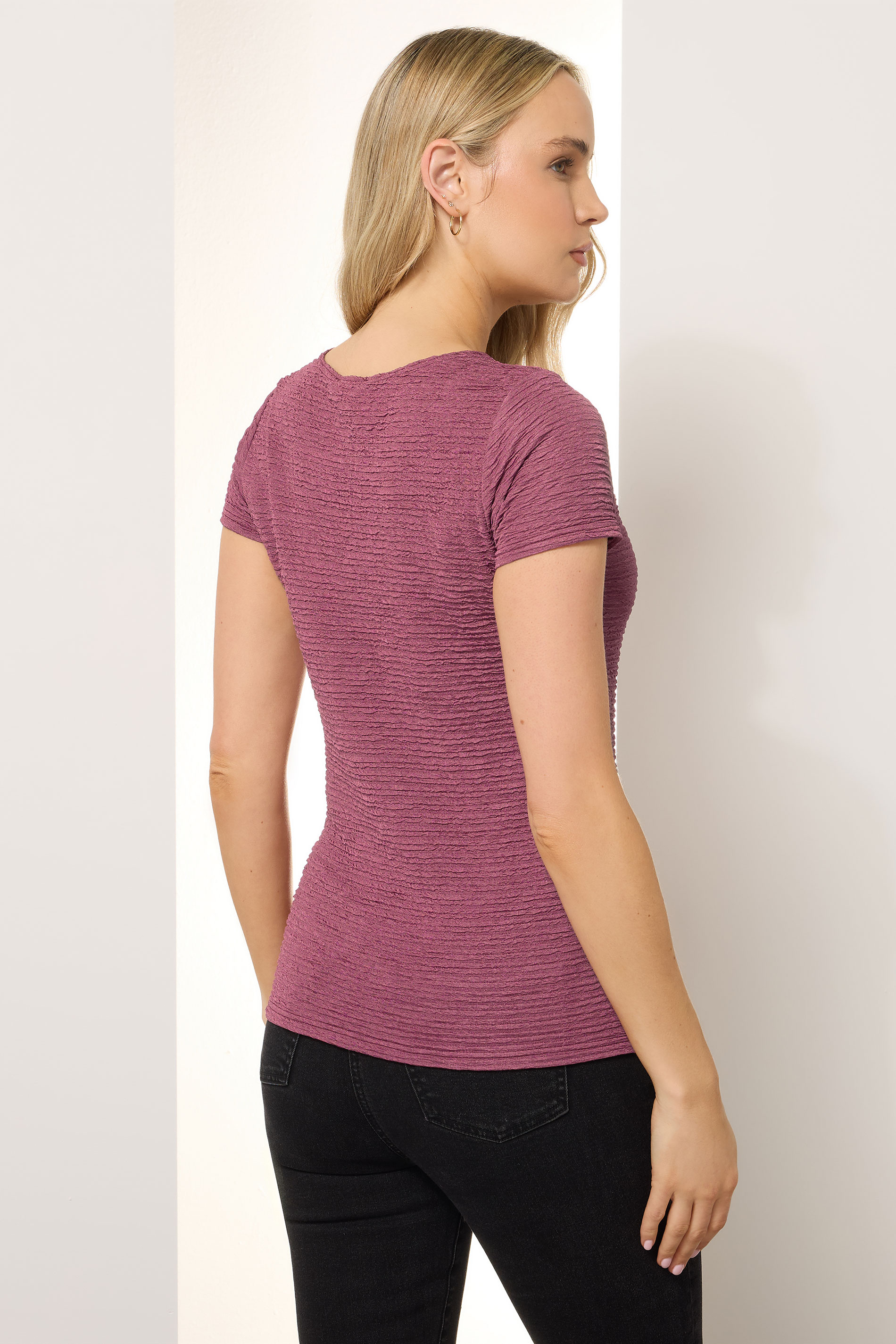 LTS Tall Blush Pink Textured Slash Neck Top | Long Tall Sally 2