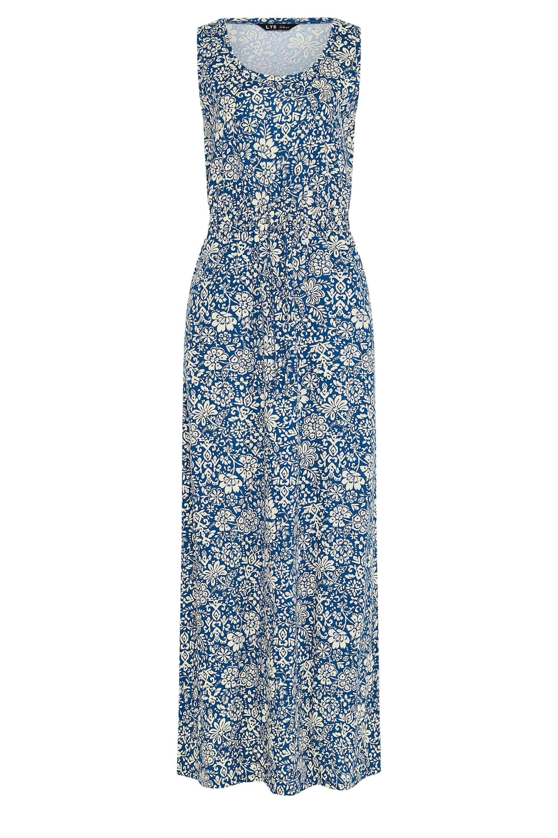 LTS Tall Women's Dark Blue Floral Tie Waist Cotton Maxi Dress | Long Tall Sally 5