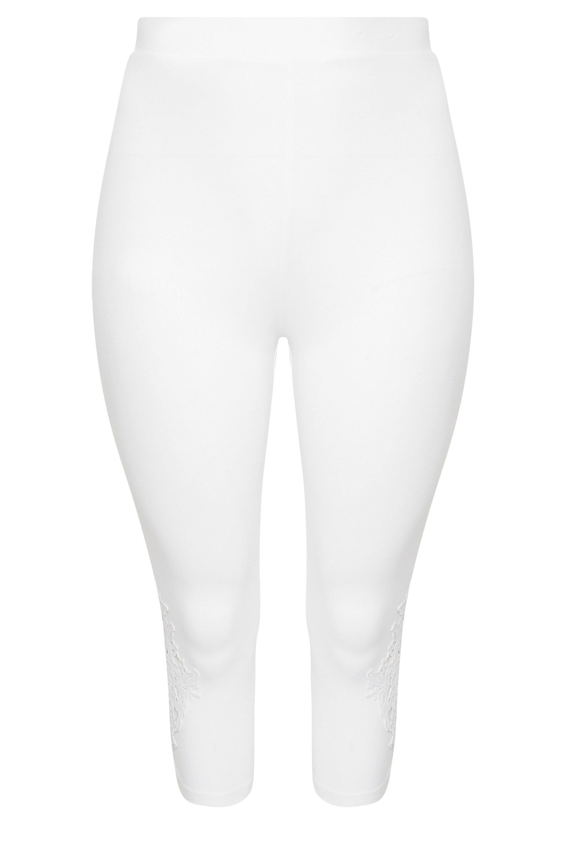 Plus Size White Lace Cropped Leggings | Yours Clothing 6