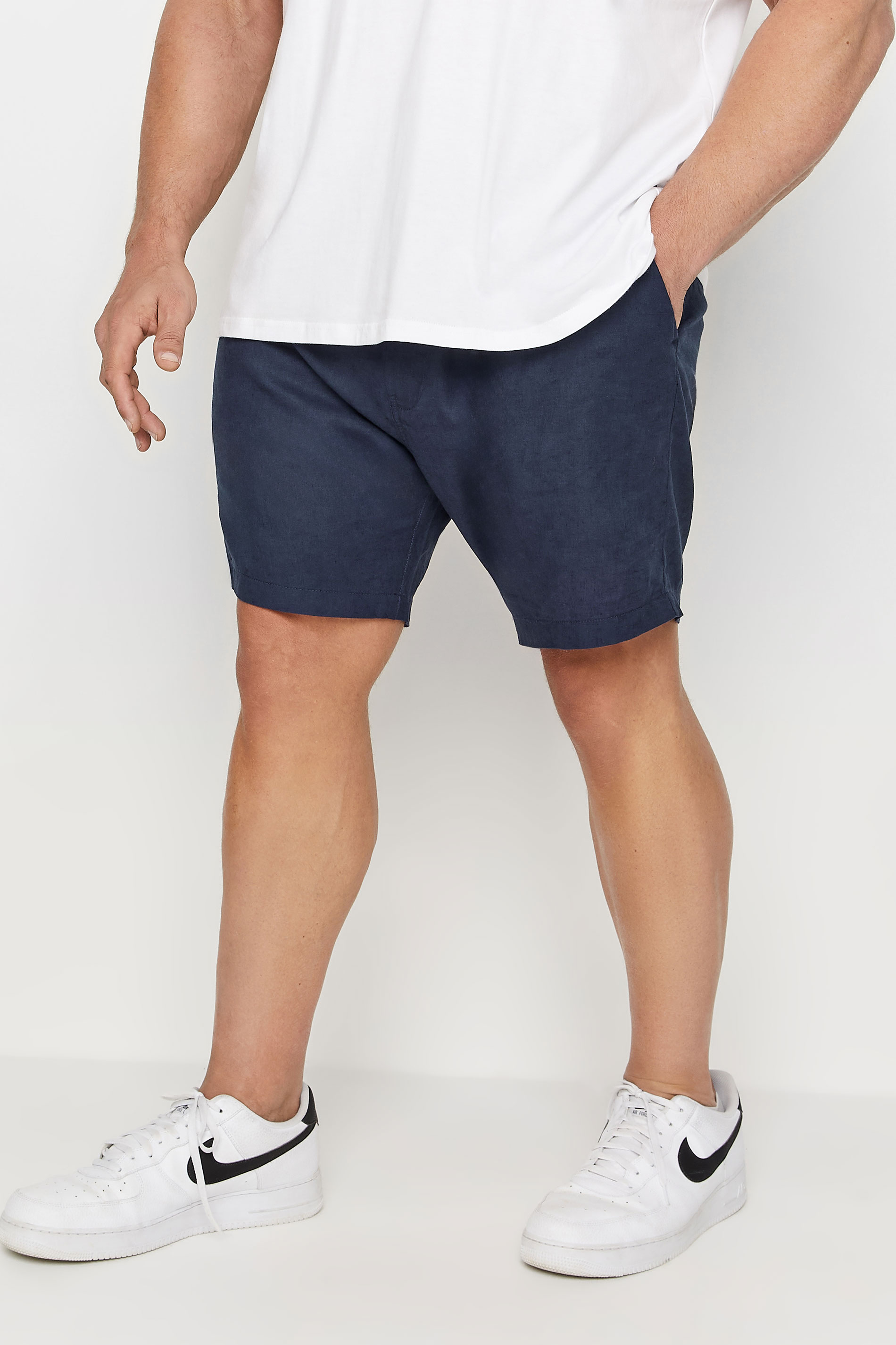 BadRhino Big & Tall Navy Blue Linen Shorts 1