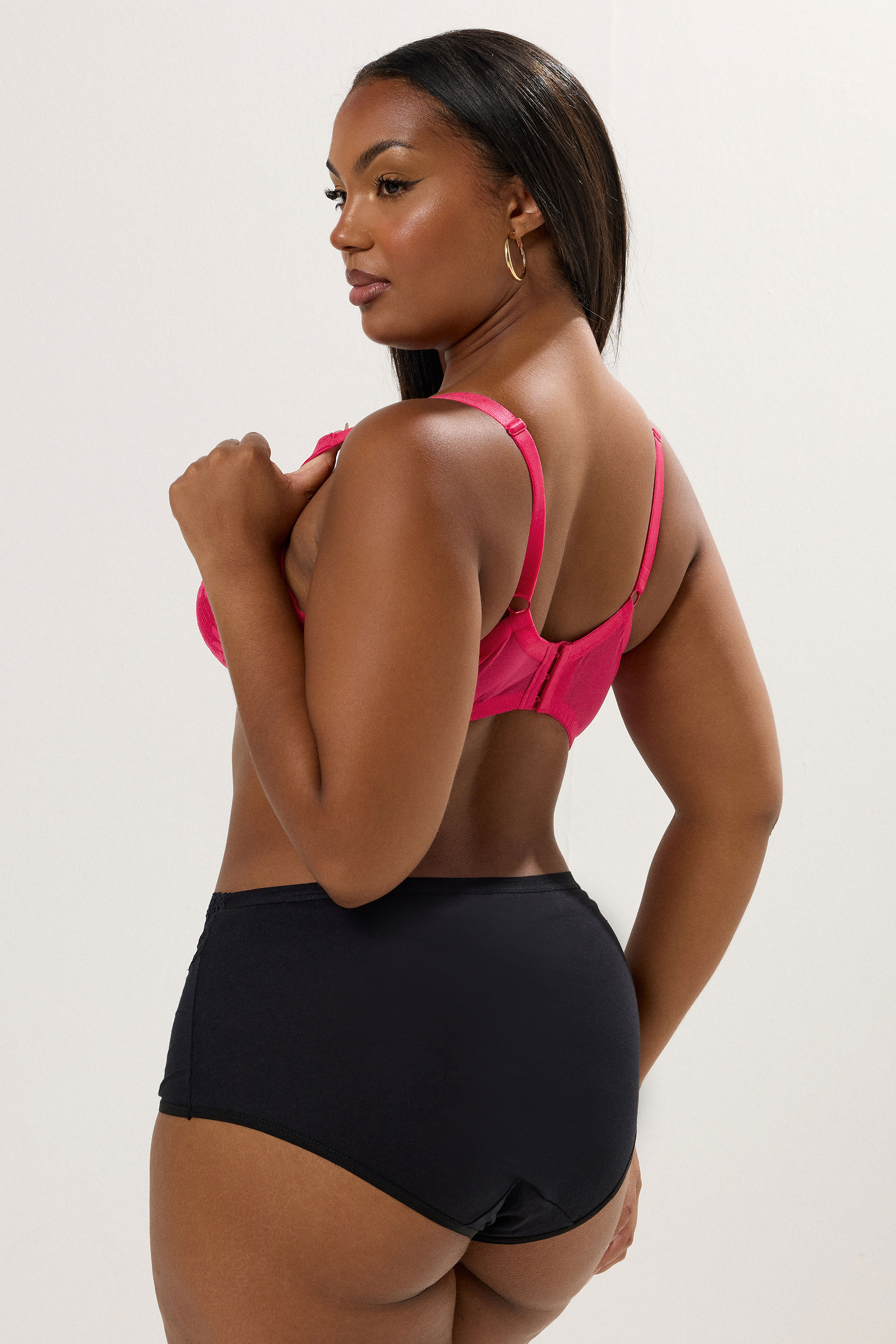 YOURSET 2 PACK Plus Size Pink & Black Lace Mesh Underwired Bras | Yours Clothing 6