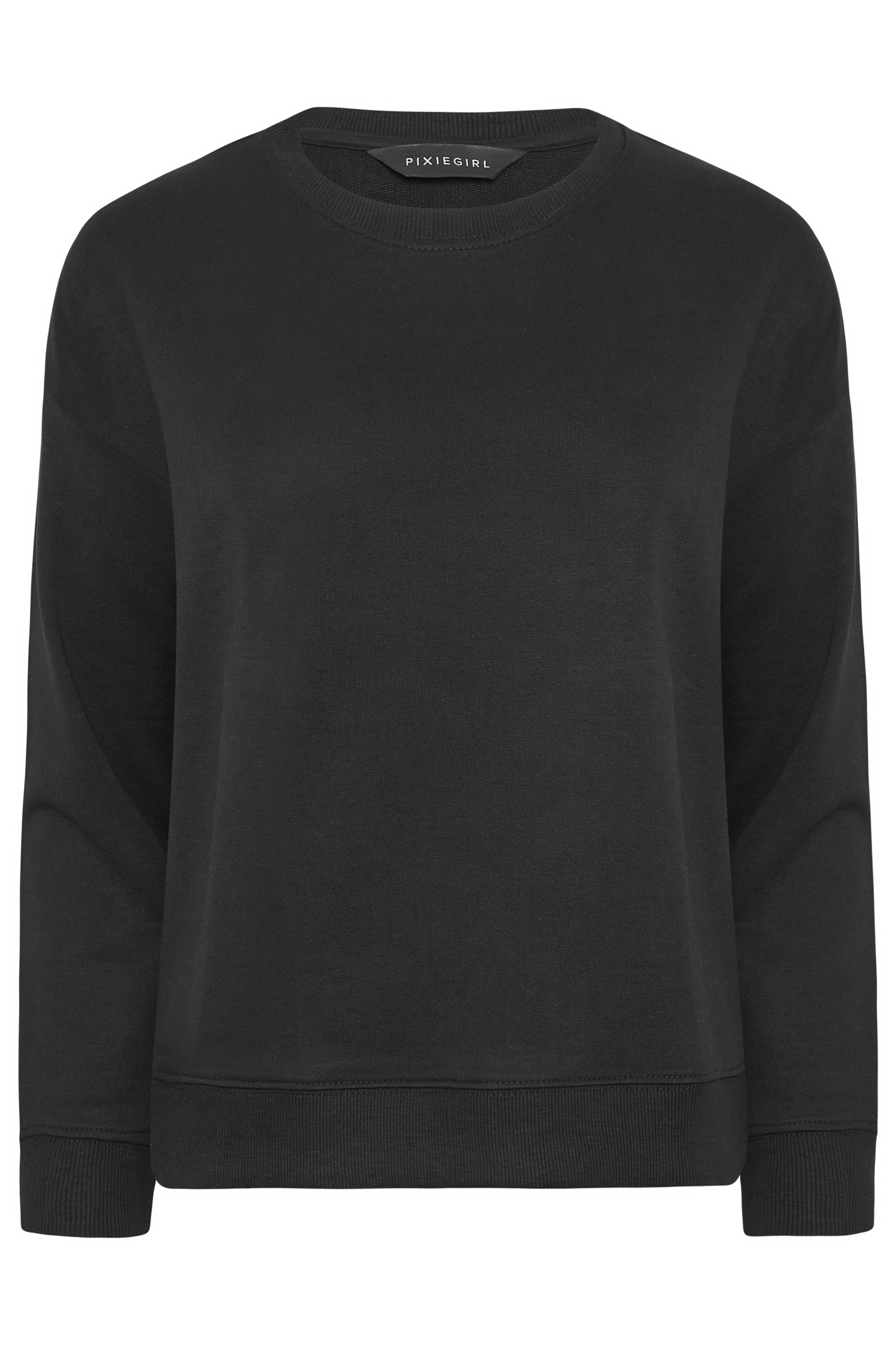 Petite Black Crew Neck Sweatshirt | PixieGirl 6