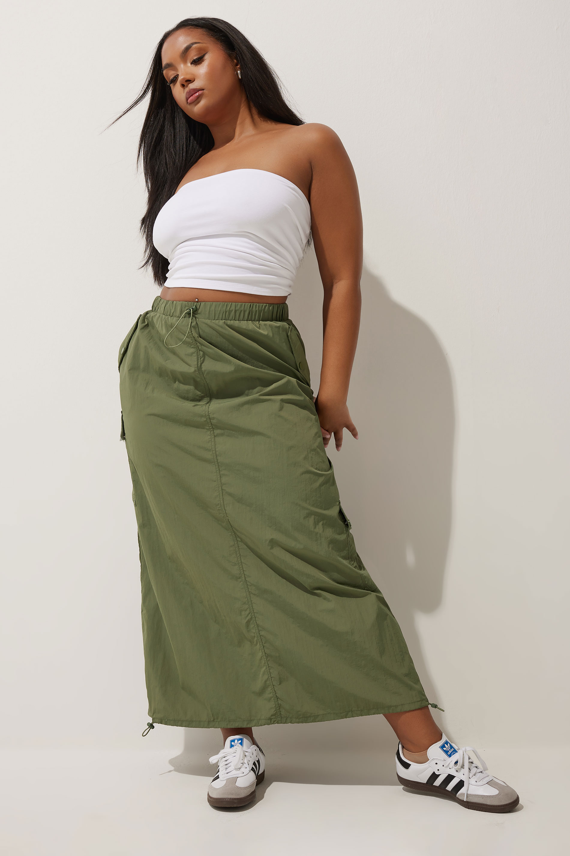 LIMITED COLLECTION Plus Size Khaki Green Cargo Maxi Skirt | Yours Clothing 3
