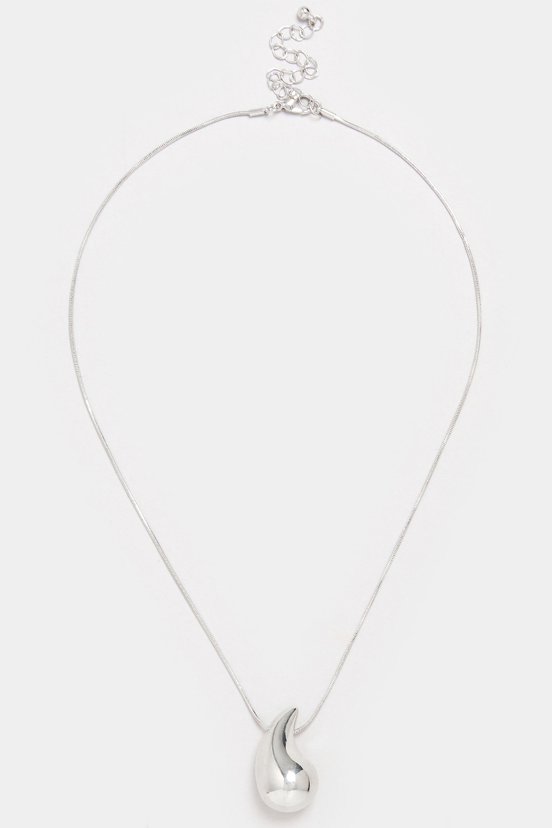 Silver Tone Teardrop Pendant Necklace  3
