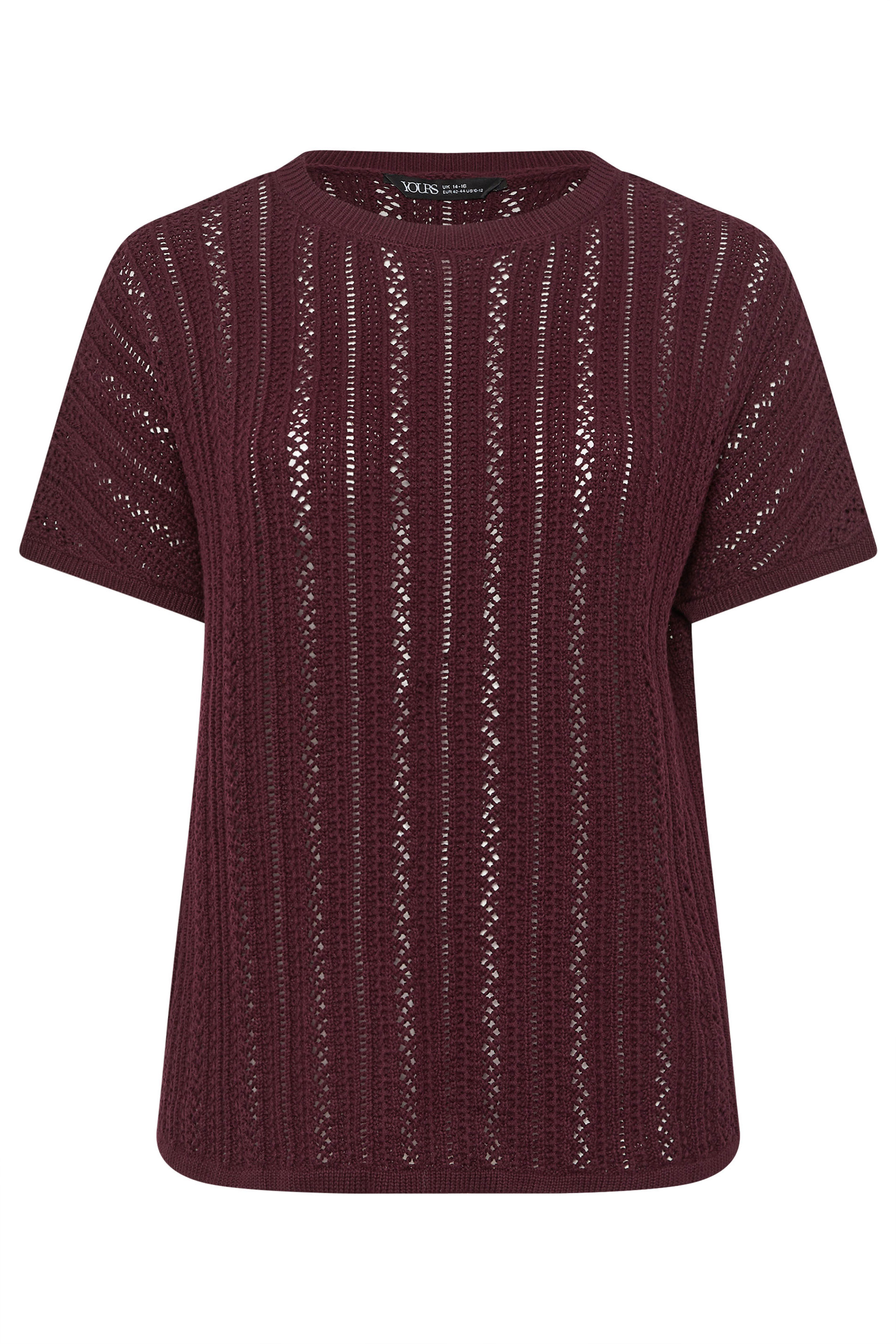 YOURS Plus Size Burgundy Red Knitted Top | Yours Clothing 5