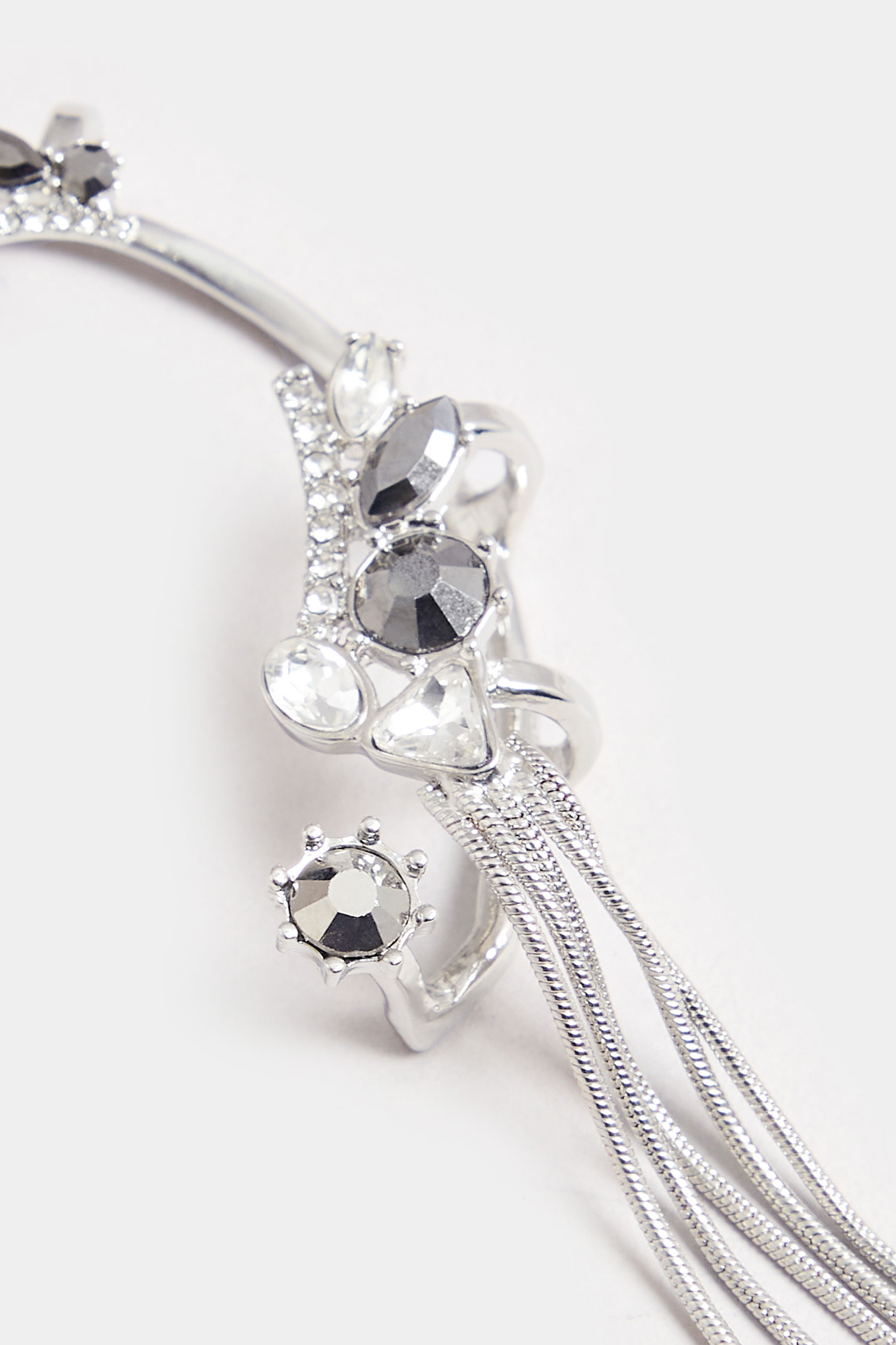 Silver Tone Diamante Tassel Cuff Earring | Yours Clothing 2
