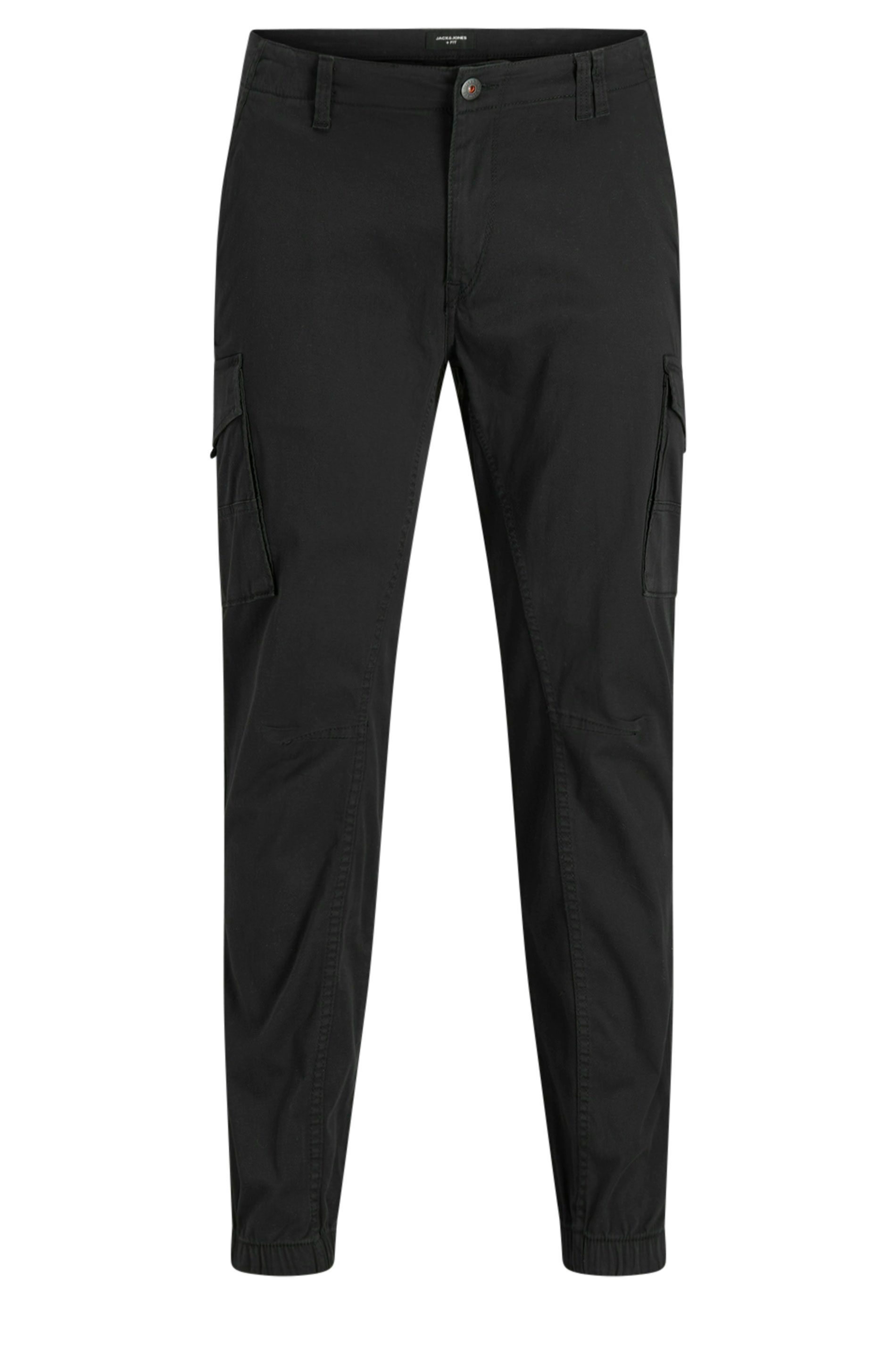 JACK & JONES Big & Tall Black 'Paul' Cargo Trousers | BadRhino 2