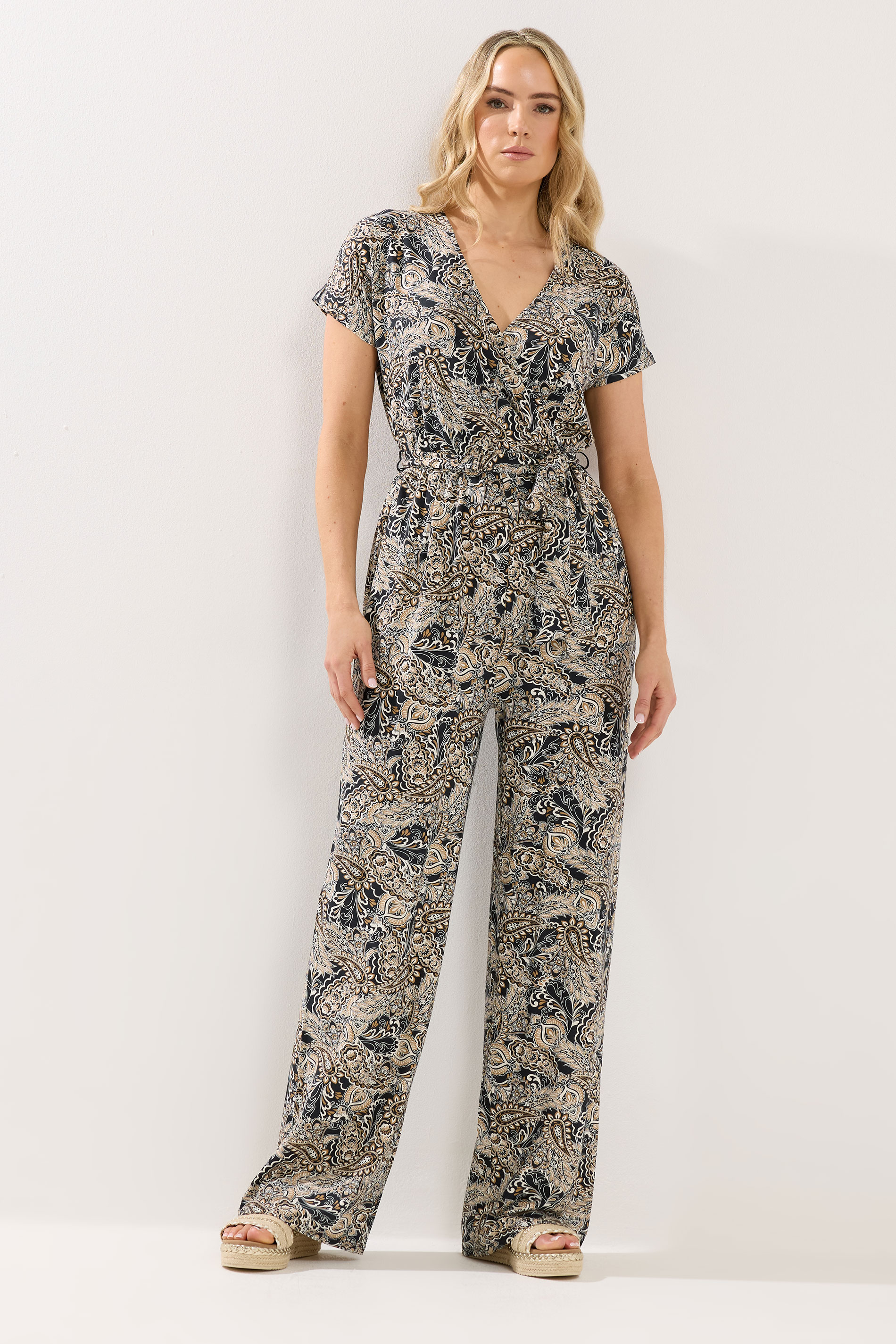 LTS Tall Women's Black Paisley Wrap Jumpsuit | Long Tall Sally 3