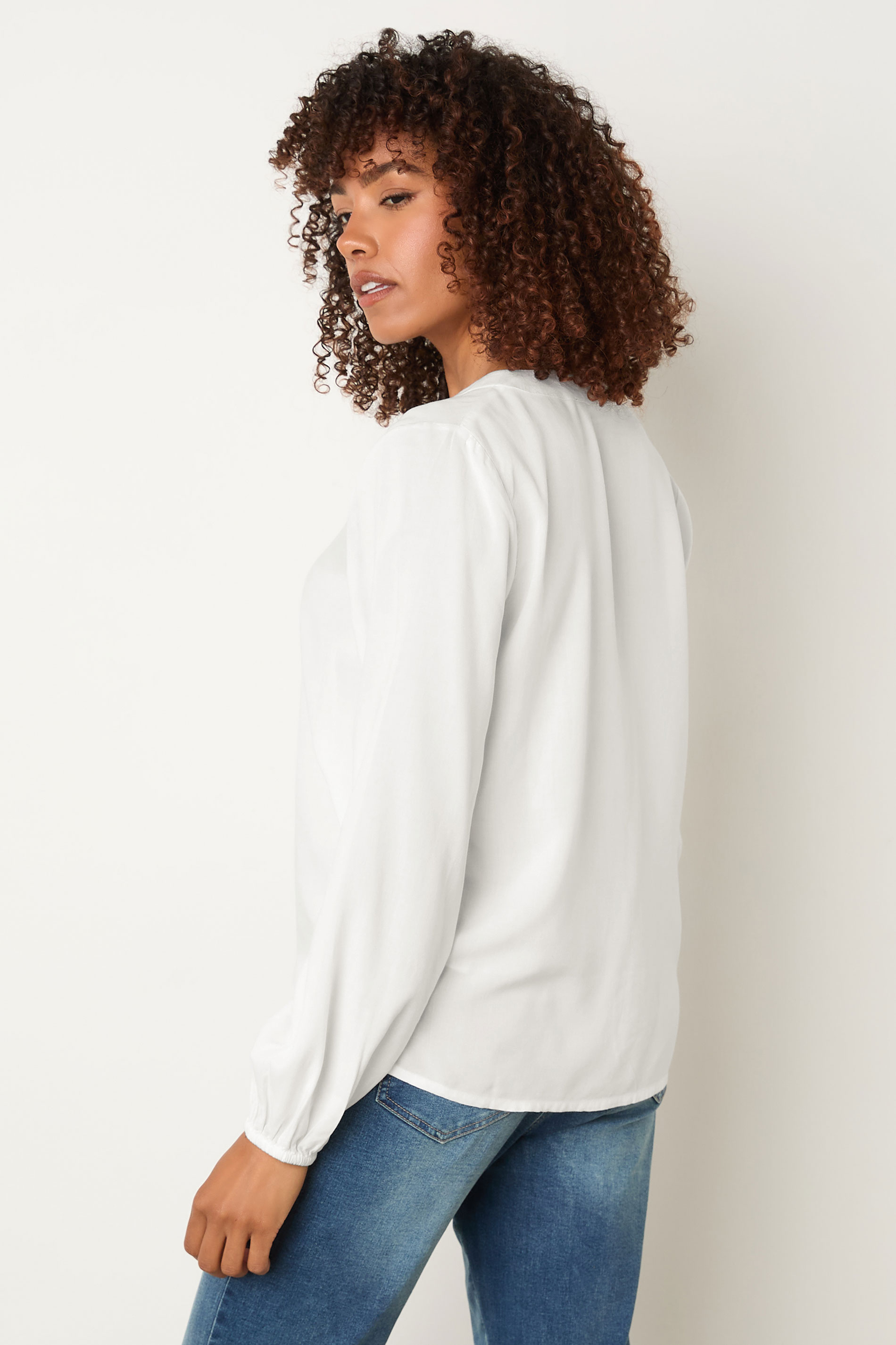 M&Co White Button Front Long Sleeve Blouse | M&Co 4