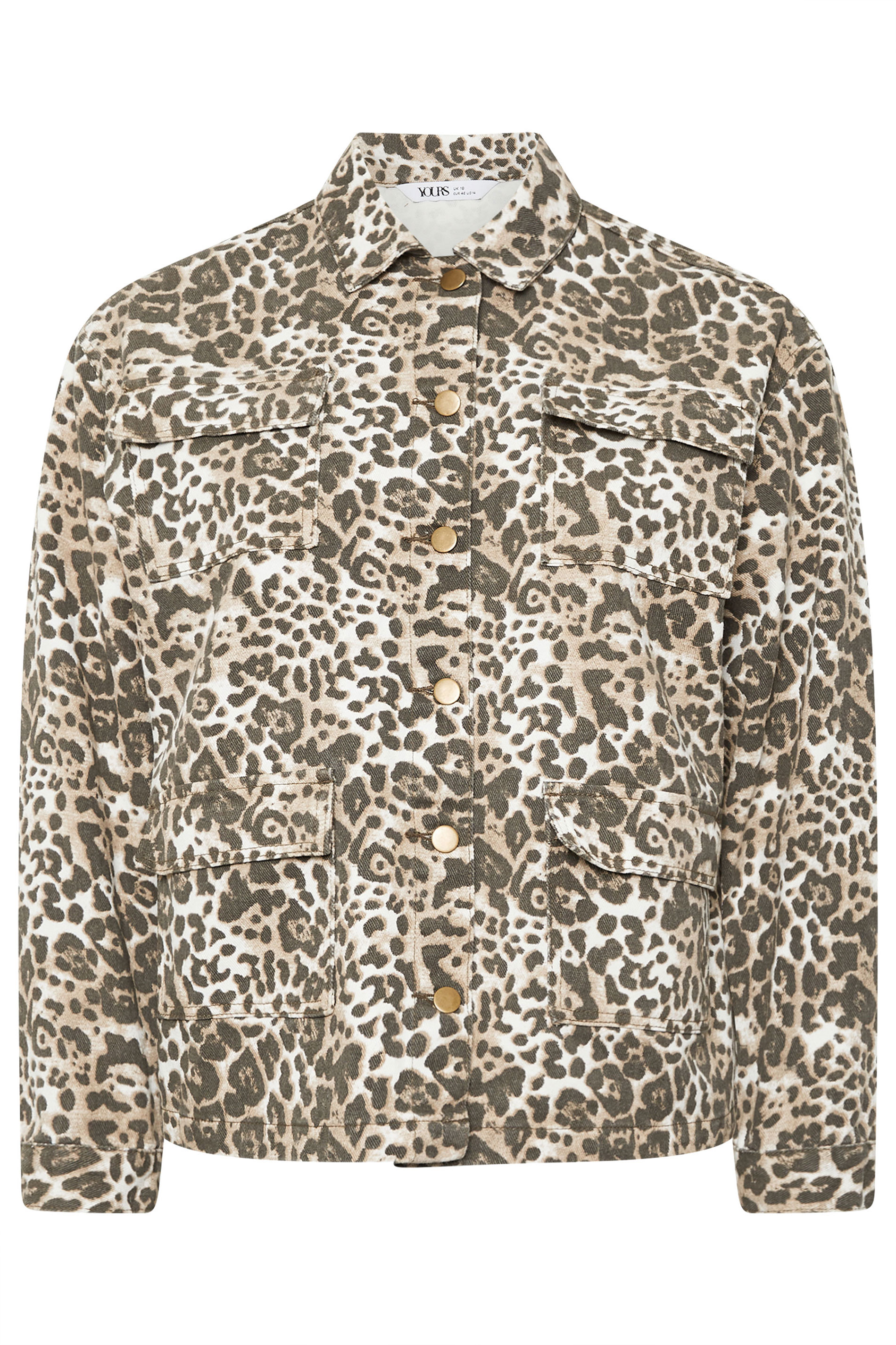 YOURS Plus Size Natural Brown Leopard Print Twill Jacket | Yours Clothing 5