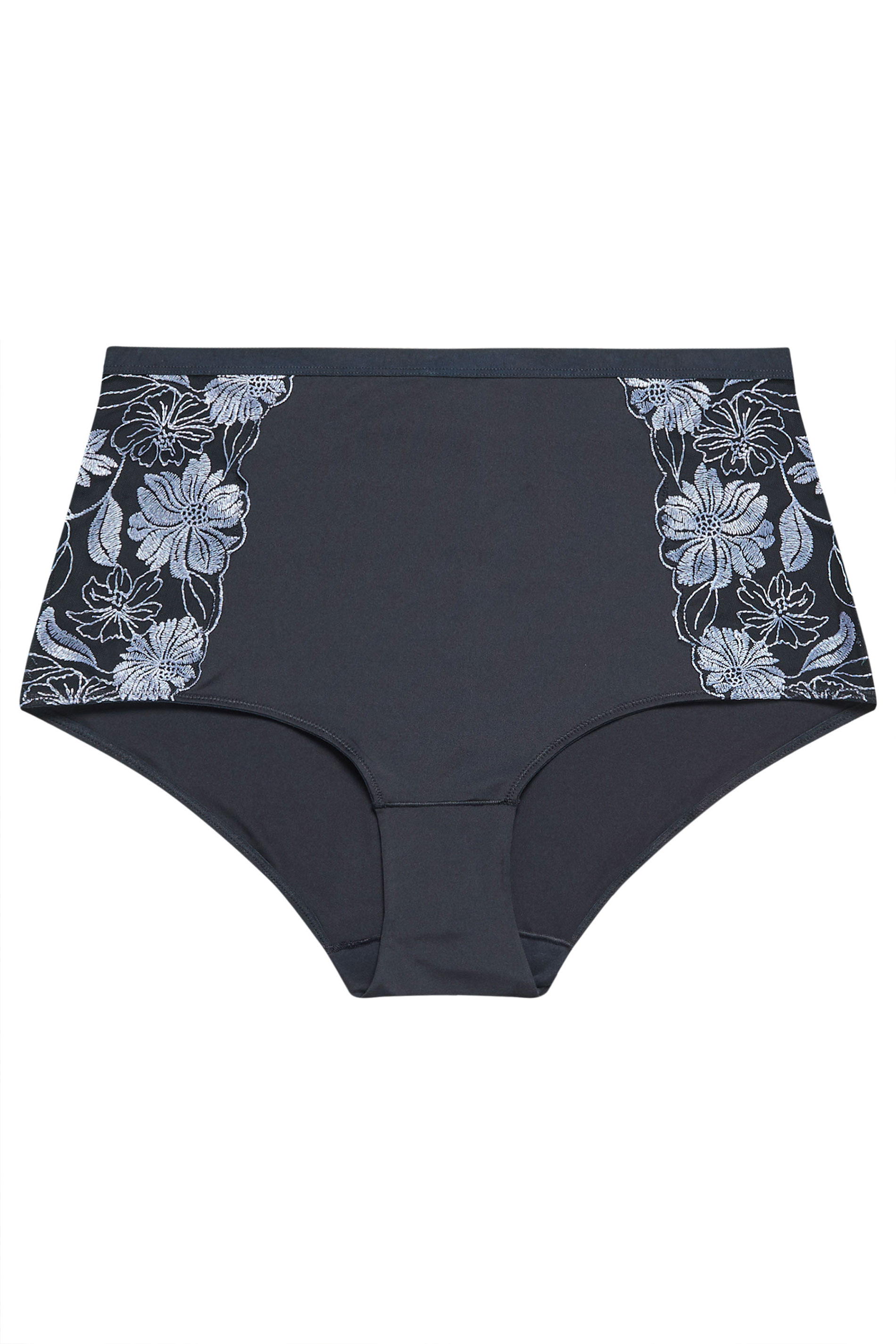 YOURS Curve Navy Blue Floral Embroidered Full Briefs | Yours Clothing 5