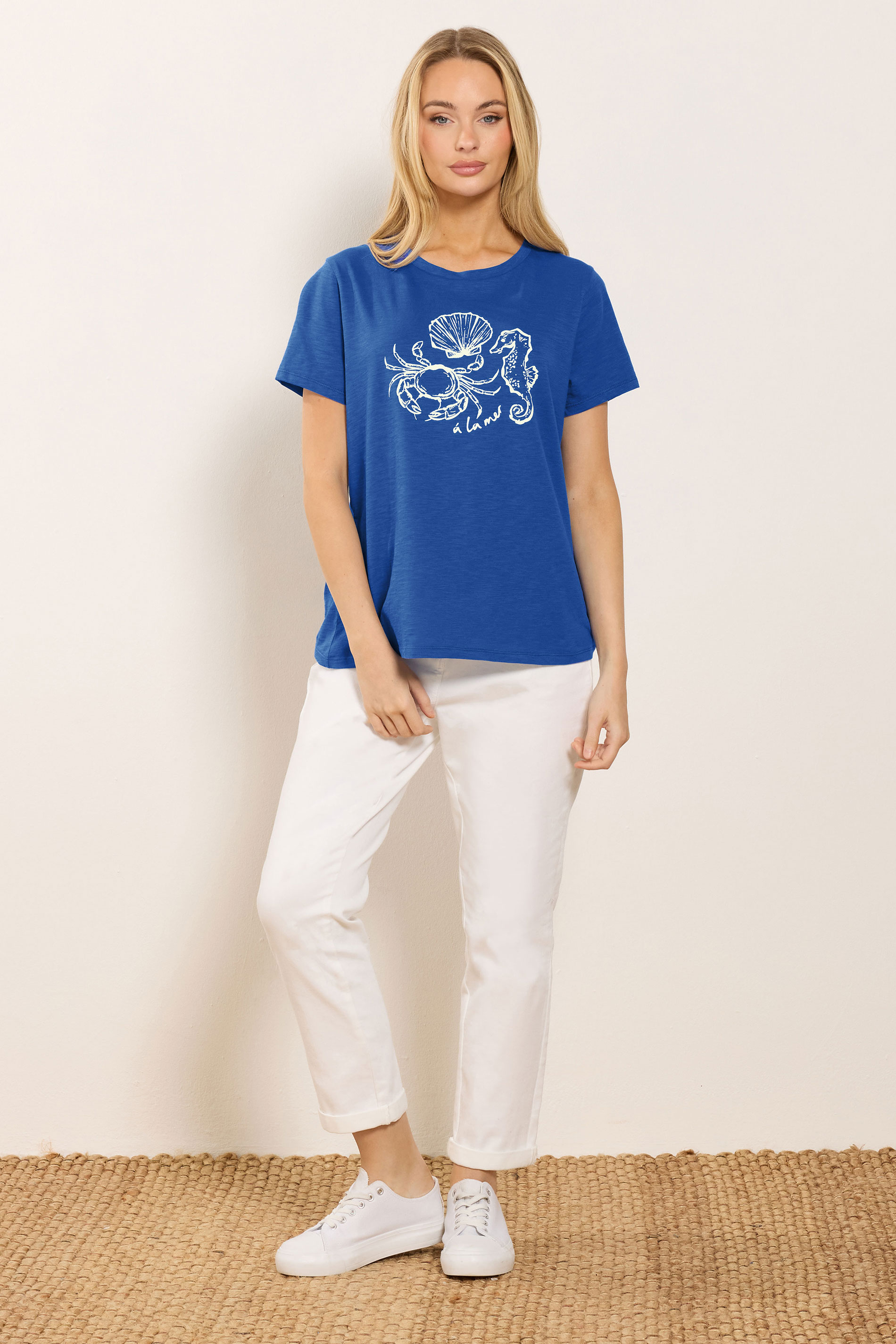 M&Co Blue 'A La Mer' Graphic Print Cotton T-Shirt | M&Co 1