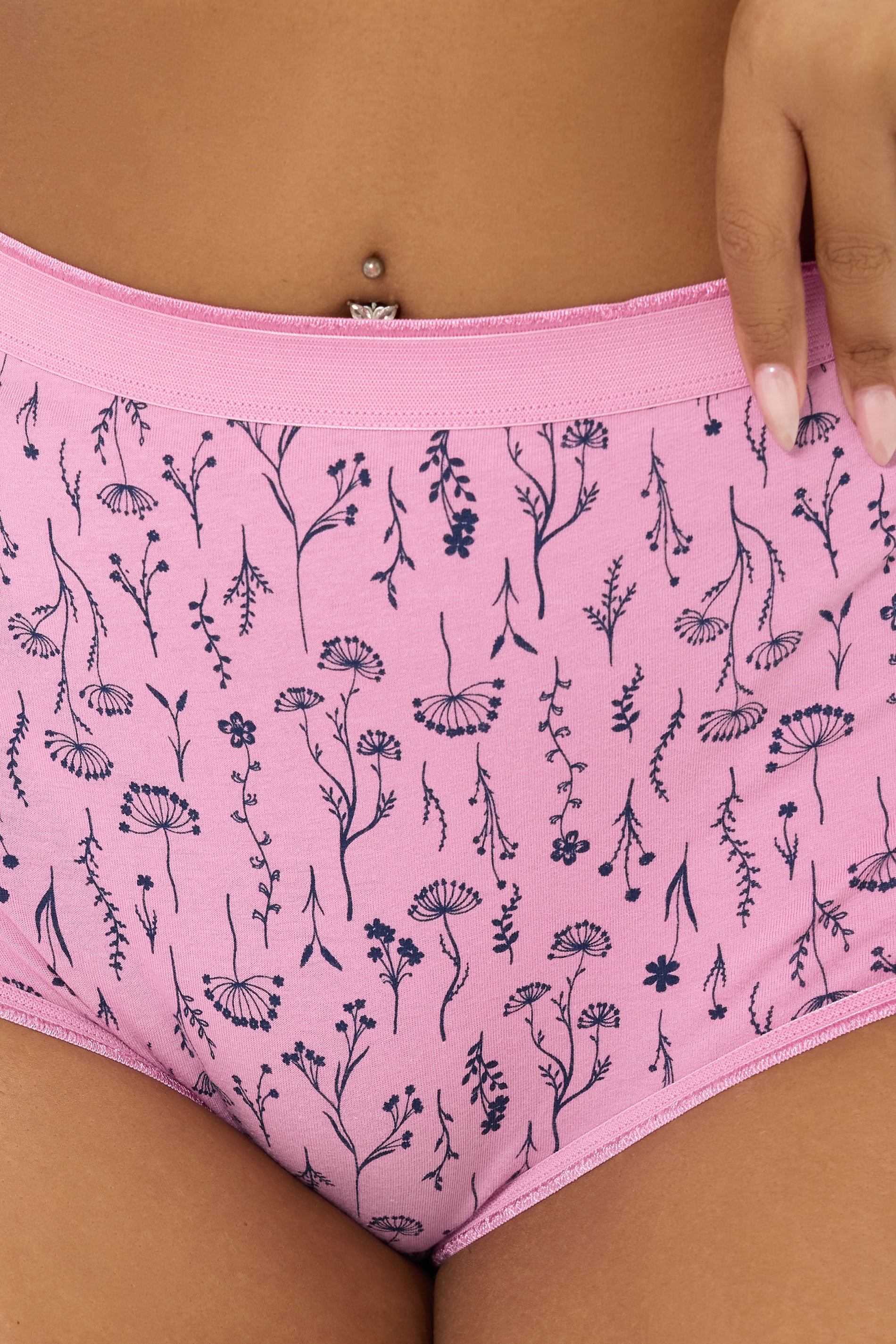 YOURSET 5 PACK Plus Size Pink & Navy Blue Floral Full Briefs | Yours Clothing 6