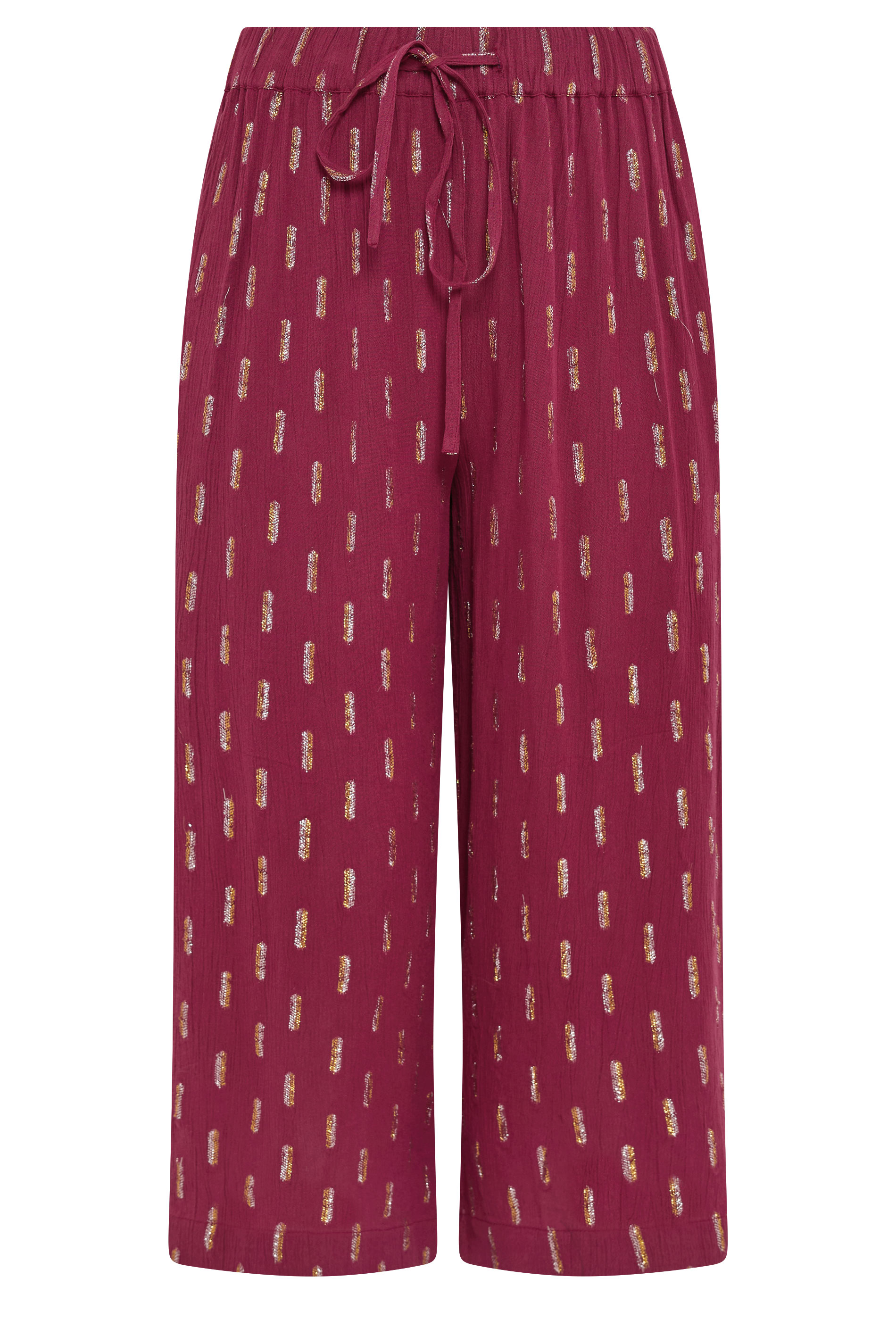 M&Co Berry Red Foil Cropped Trousers | M&Co 6