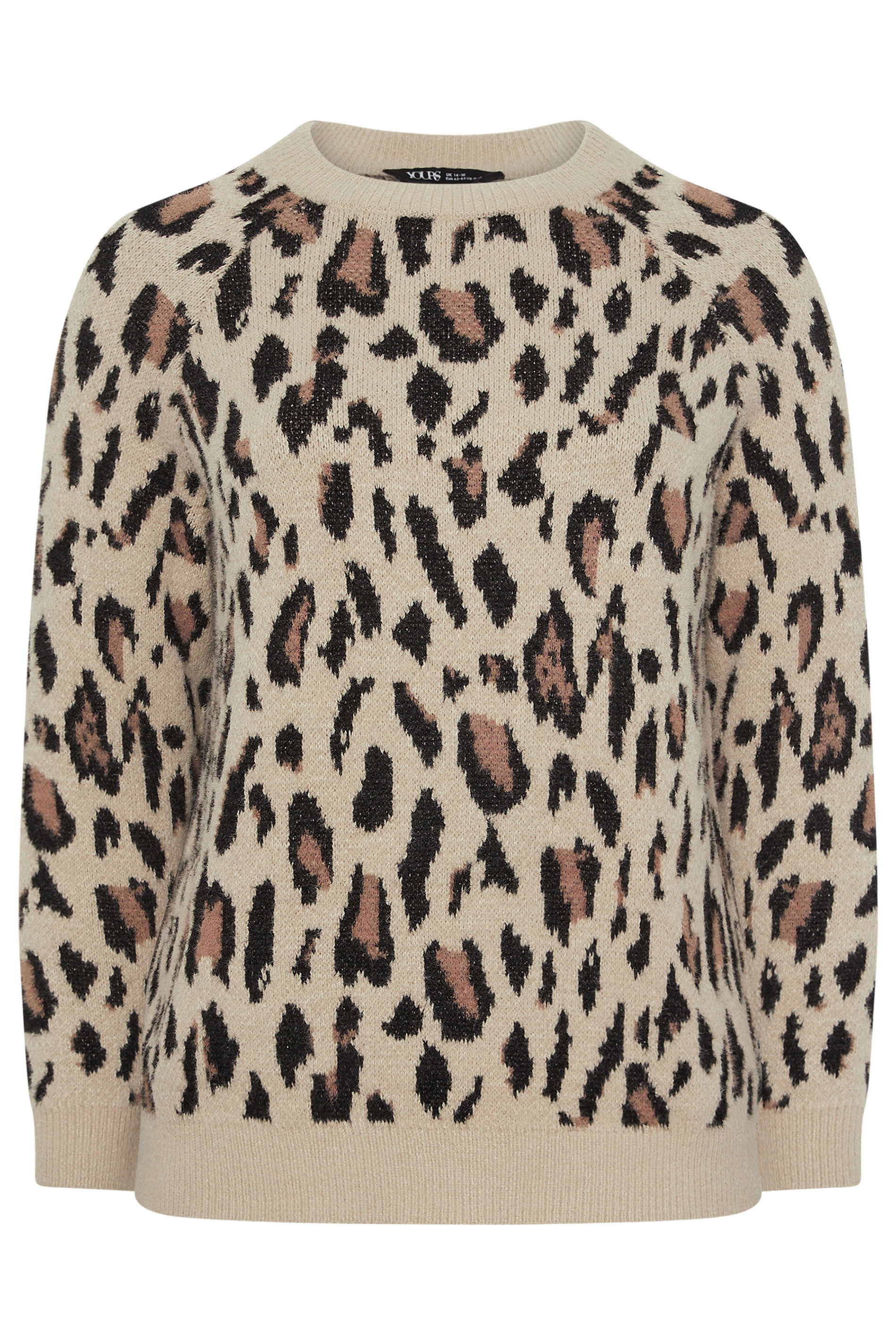 YOURS Plus Size Natural Brown Soft Touch Leopard Jumper | Yours Clothing 5