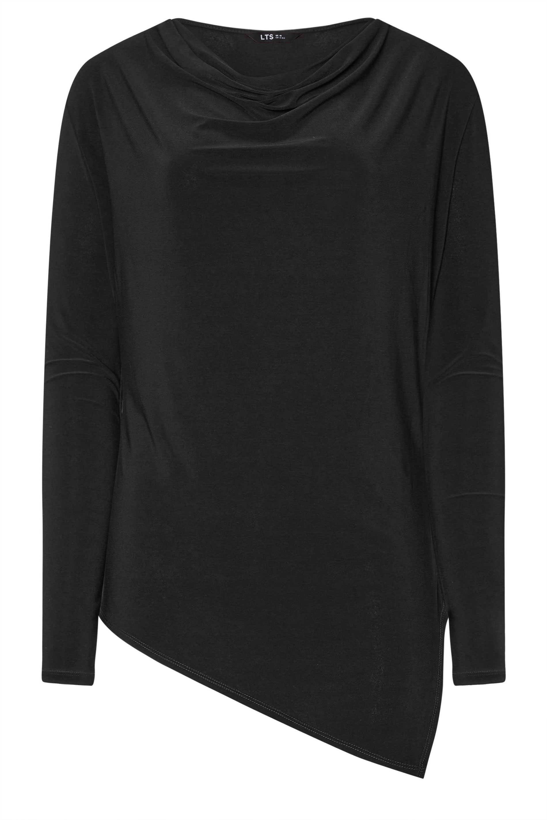 LTS Tall Black Cowl Neck Asymmetric Top | Long Tall Sally 6