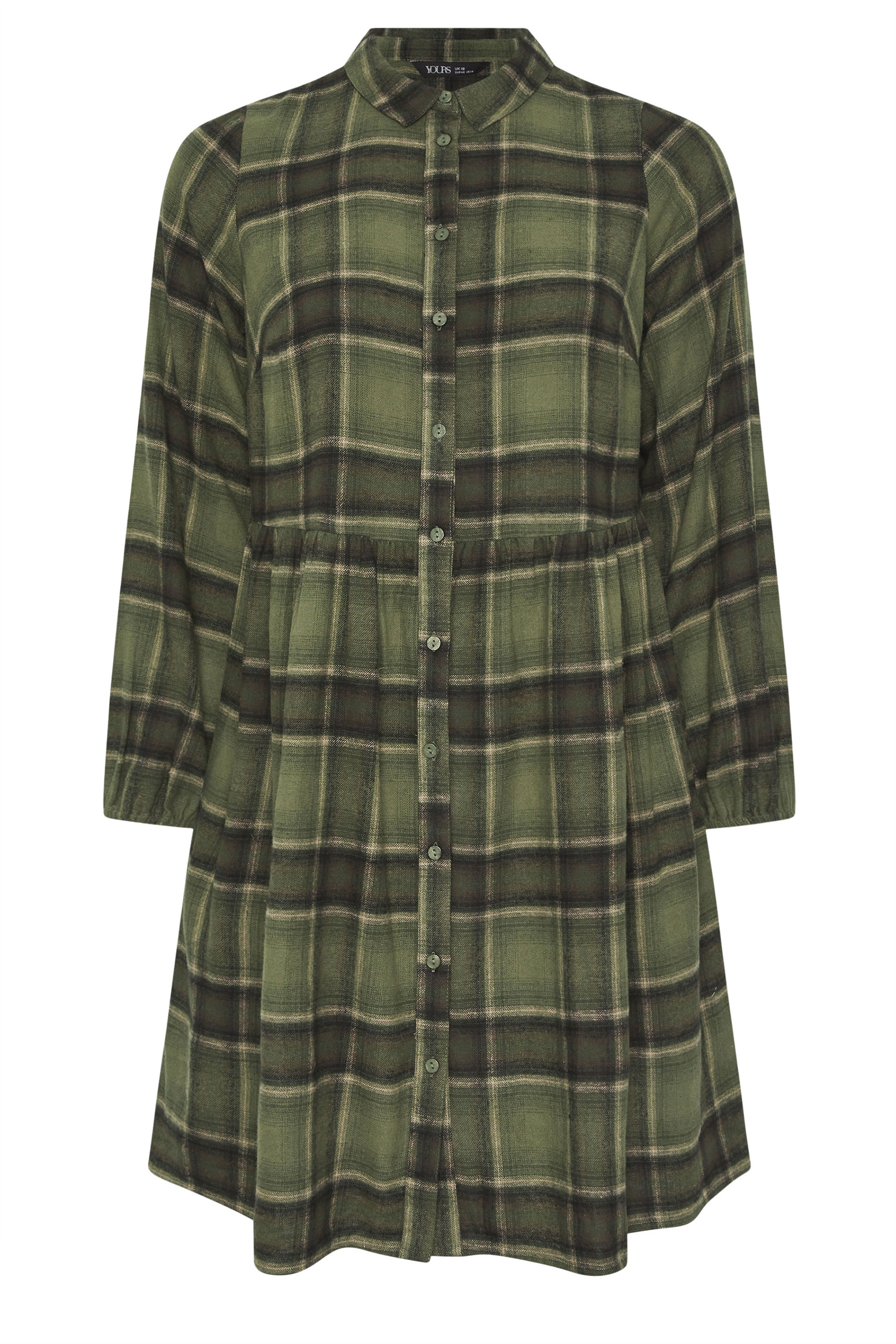 YOURS Plus Size Khaki Green Check Shirt Dress | Yours Clothing 6