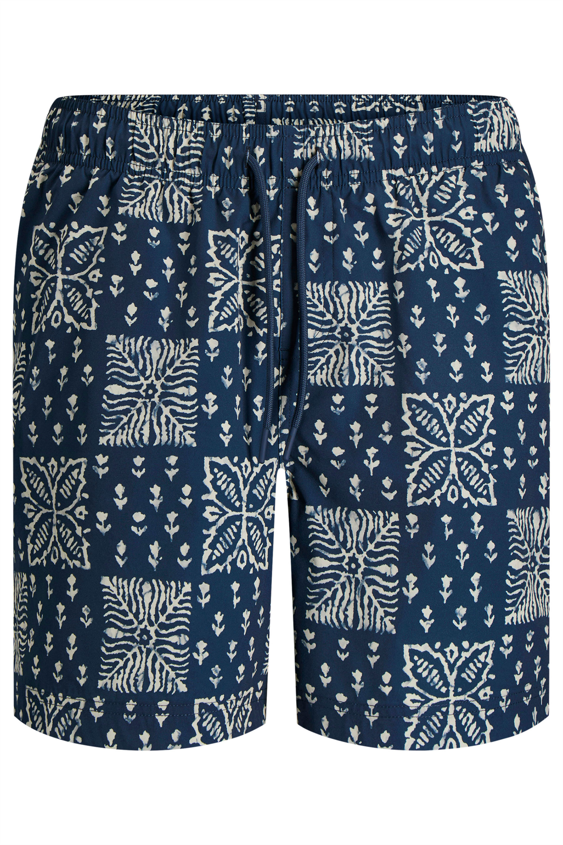 JACK & JONES Big & Tall Navy Blue Print Swim Shorts | BadRhino 3