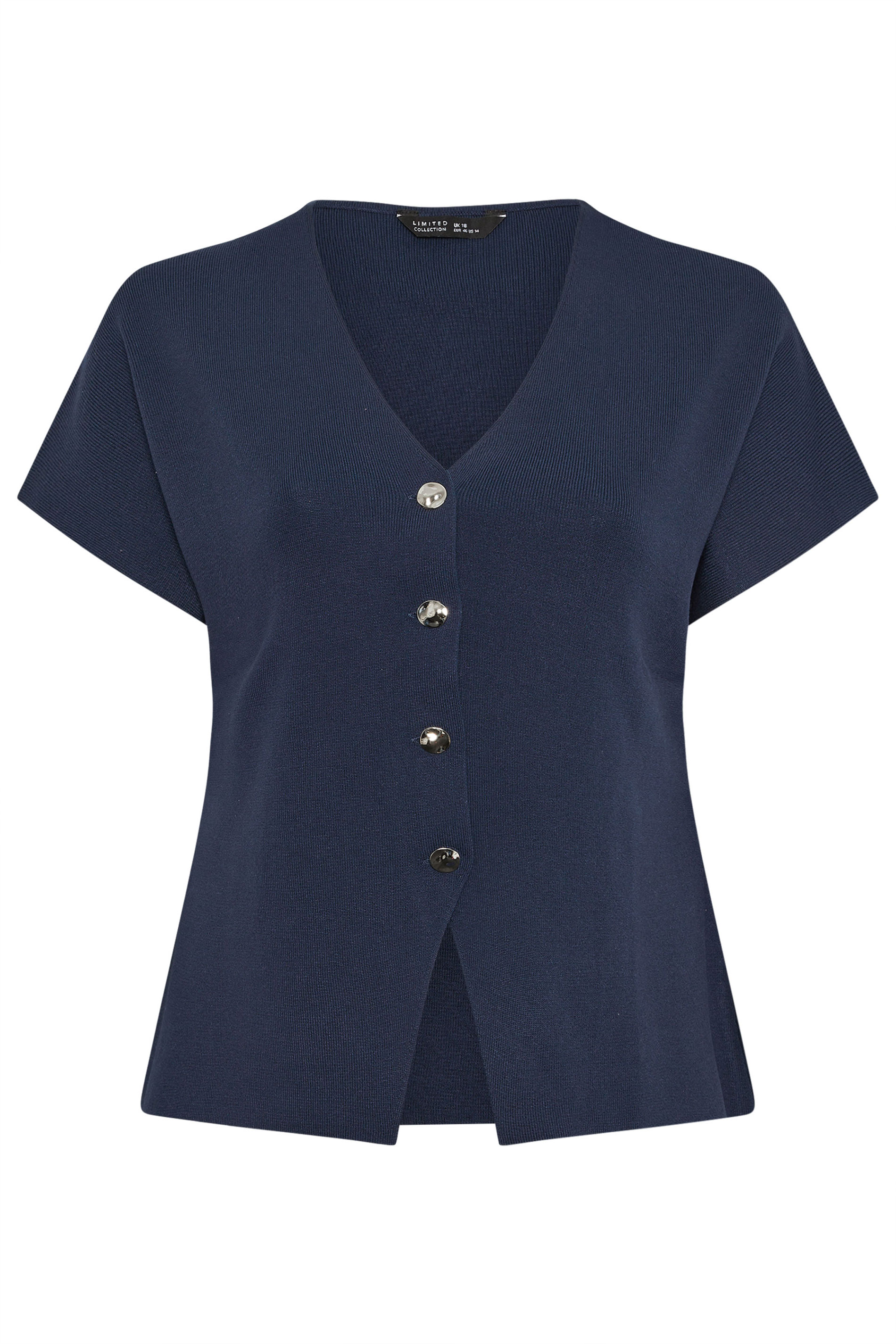 LIMITED COLLECTION Plus Size Navy Blue Short Sleeve Knitted Top | Yours Clothing 5