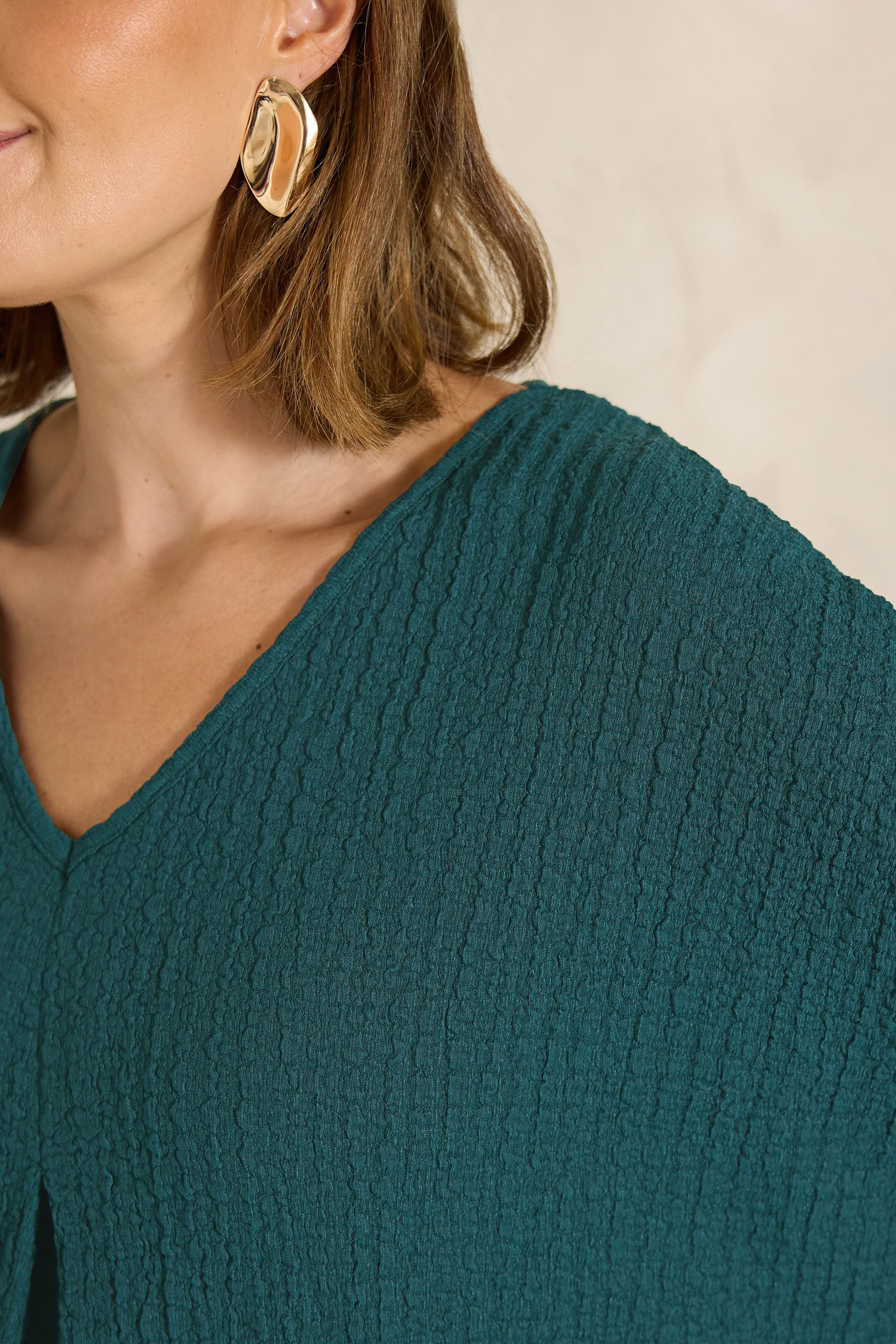 EVANS Plus Size Teal Green Pleat Front Swing Top | Evans 4