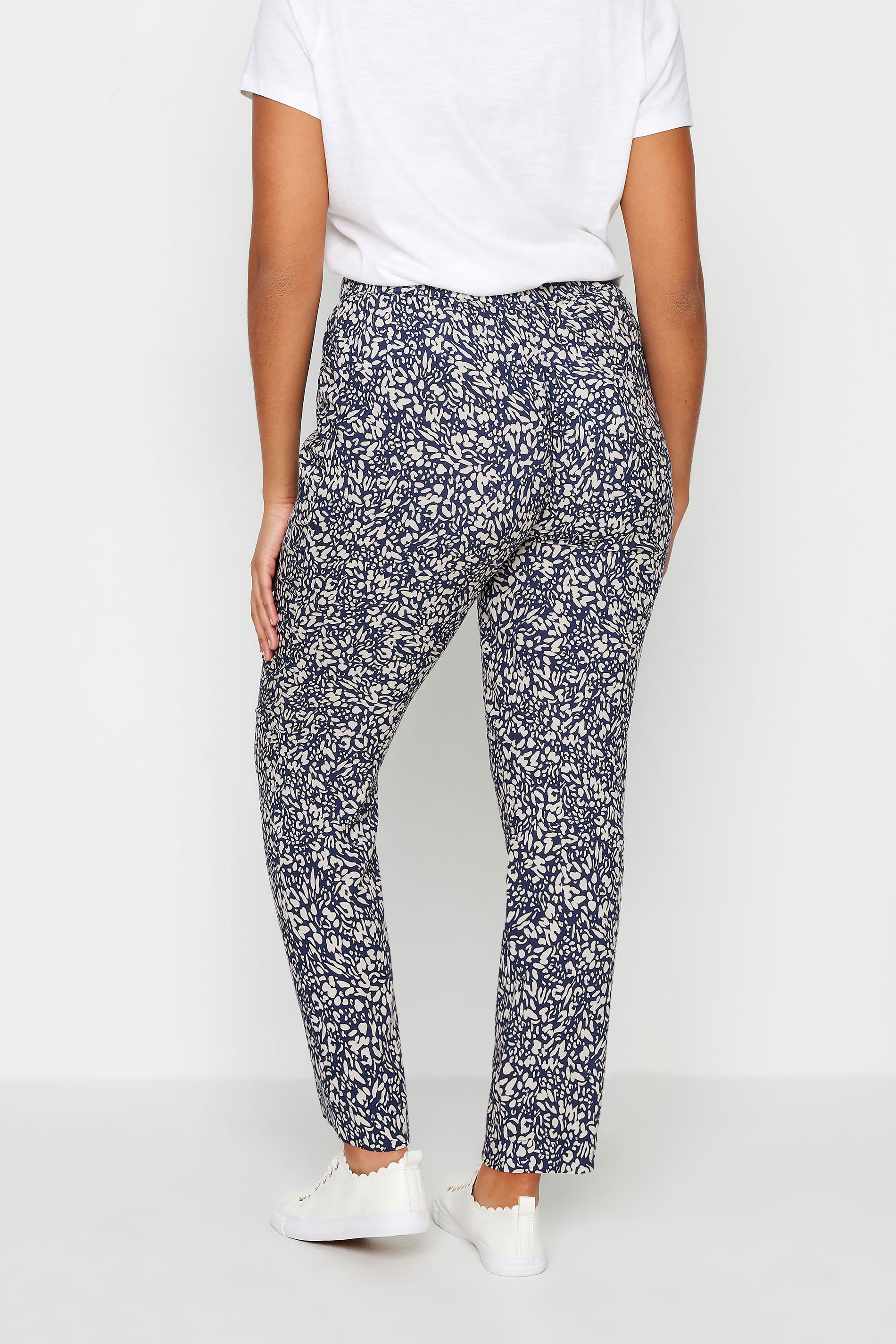 M&Co Navy Blue & Ivory Markings Print Trousers | M&Co