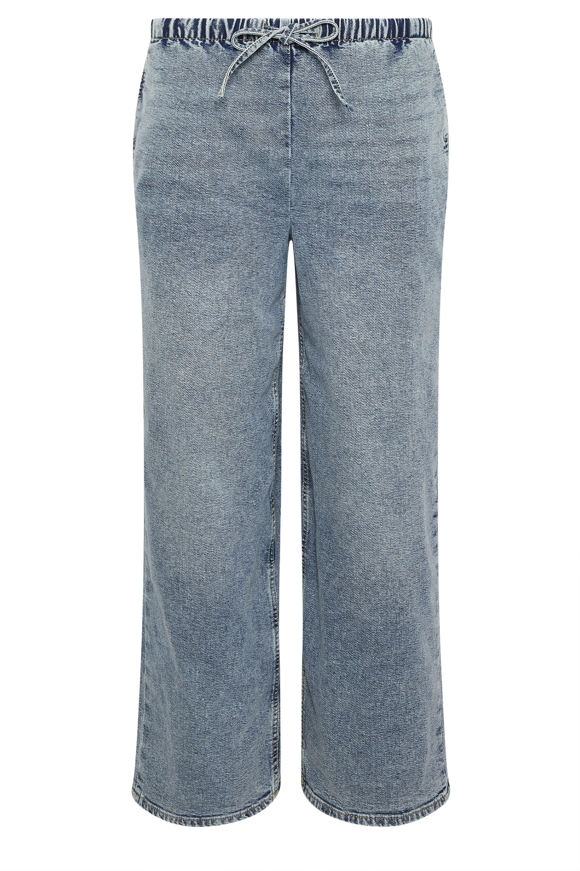 PixieGirl Petite Women's Mid Blue Pull On Wide Leg Jeans | PixieGirl 5