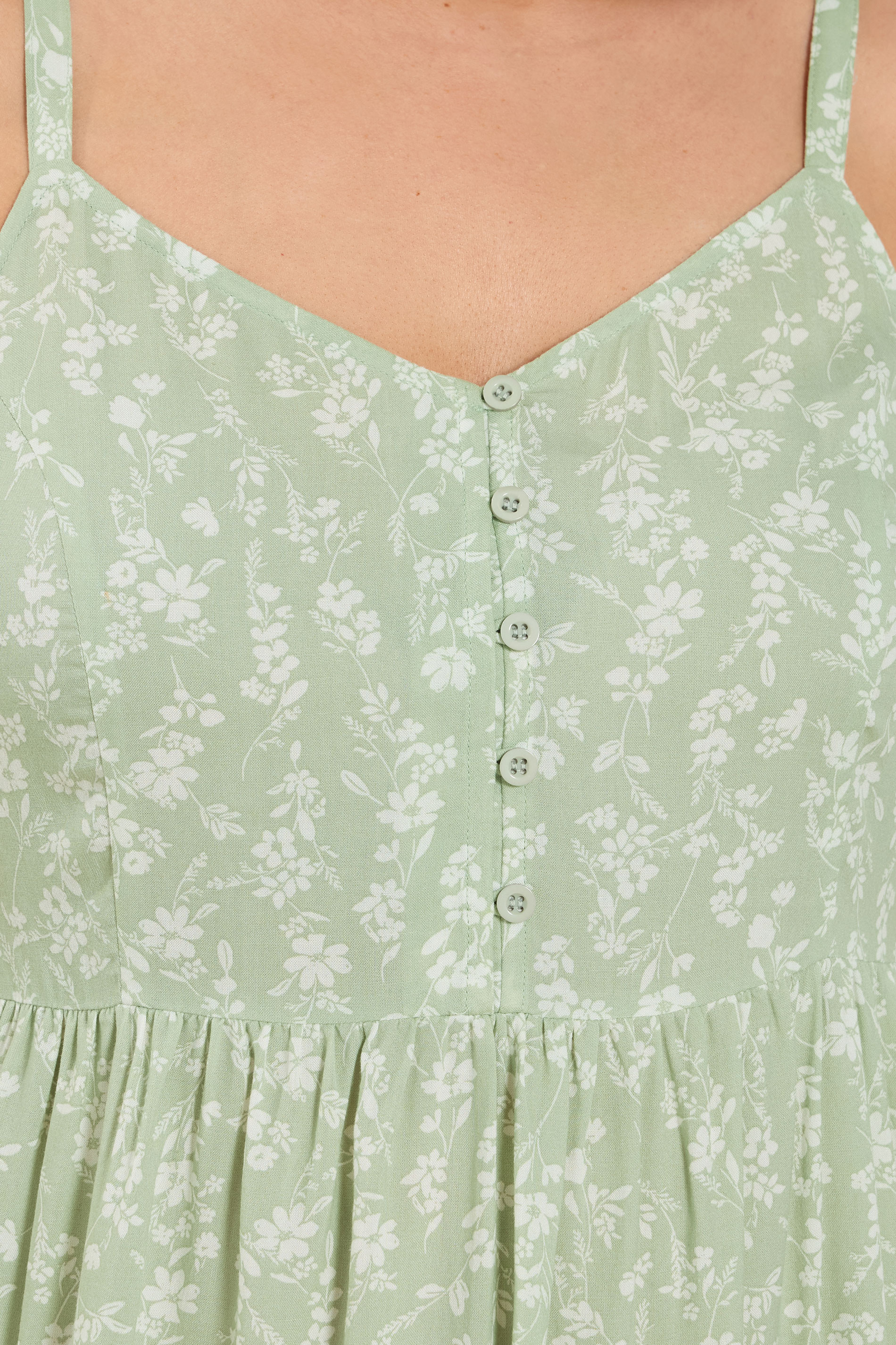 YOURS Plus Size Sage Green Ditsy Floral Strappy Sundress | Yours Clothing 6