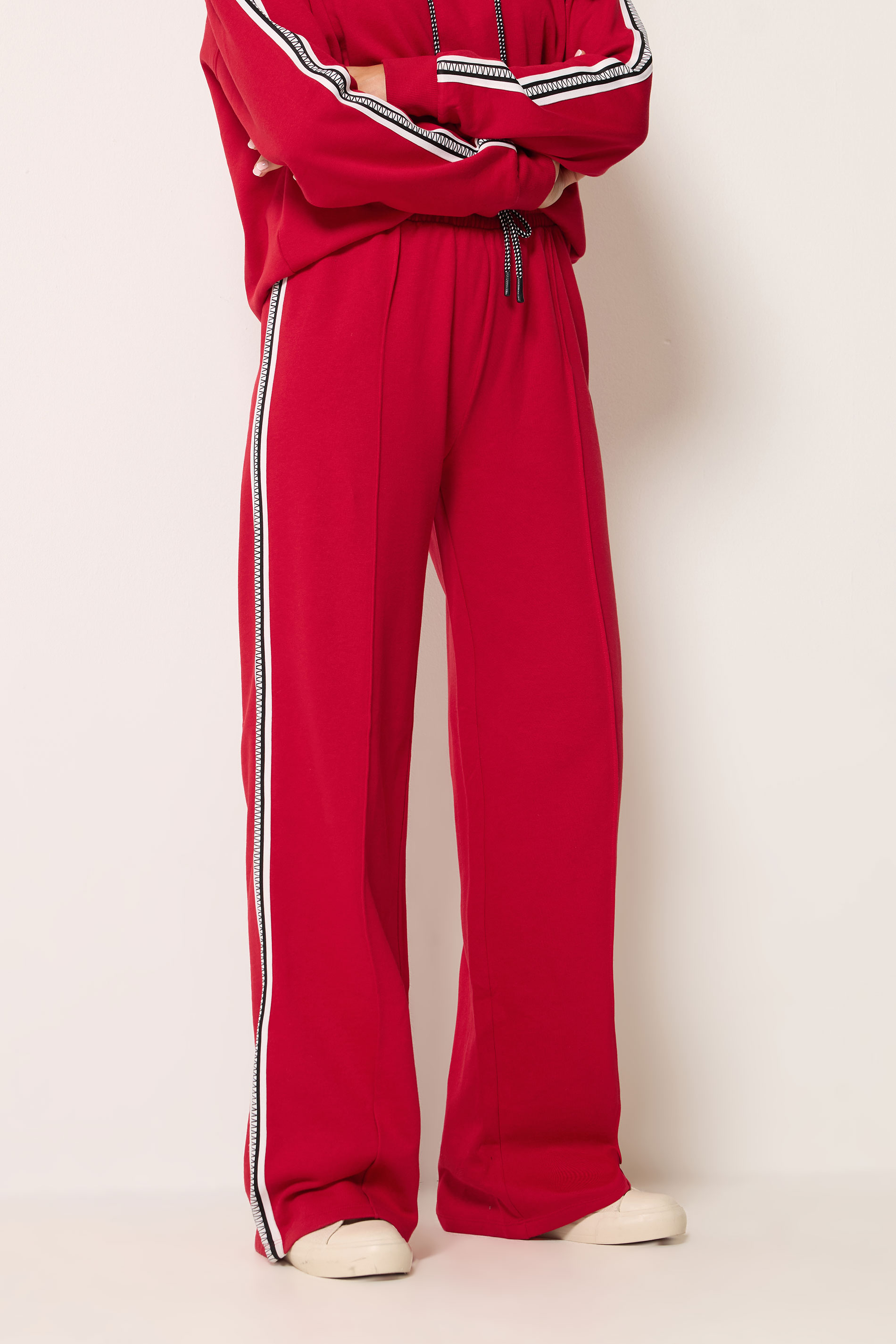 LTS Tall Women's Red Side Tape Wide Leg Joggers | Long Tall Sally 1