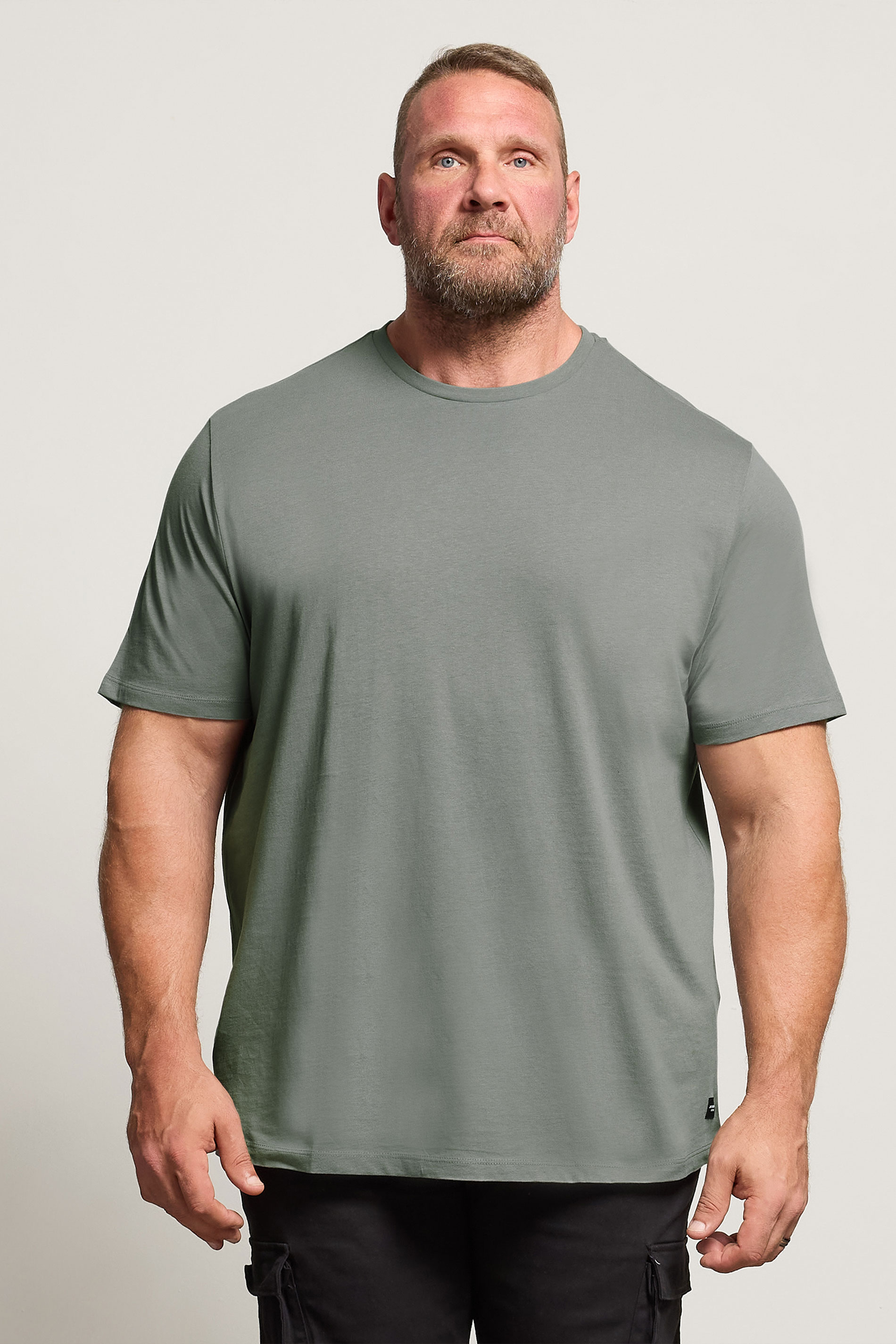 JACK & JONES Big & Tall Sage Grey Jenoa Crew T-Shirt | BadRhino 3