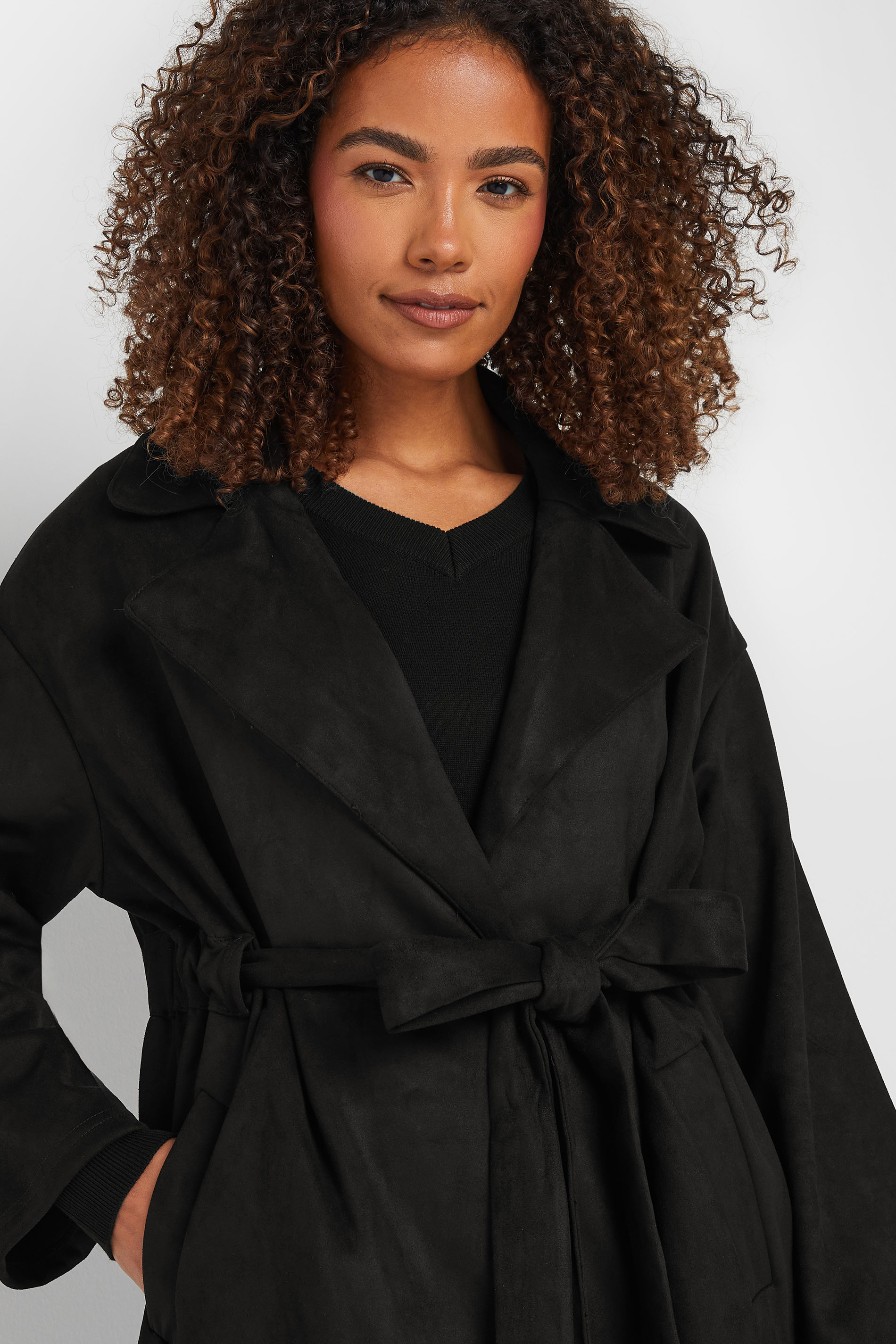 M&Co Black Faux Suede Wrap Formal Coat | M&Co 4