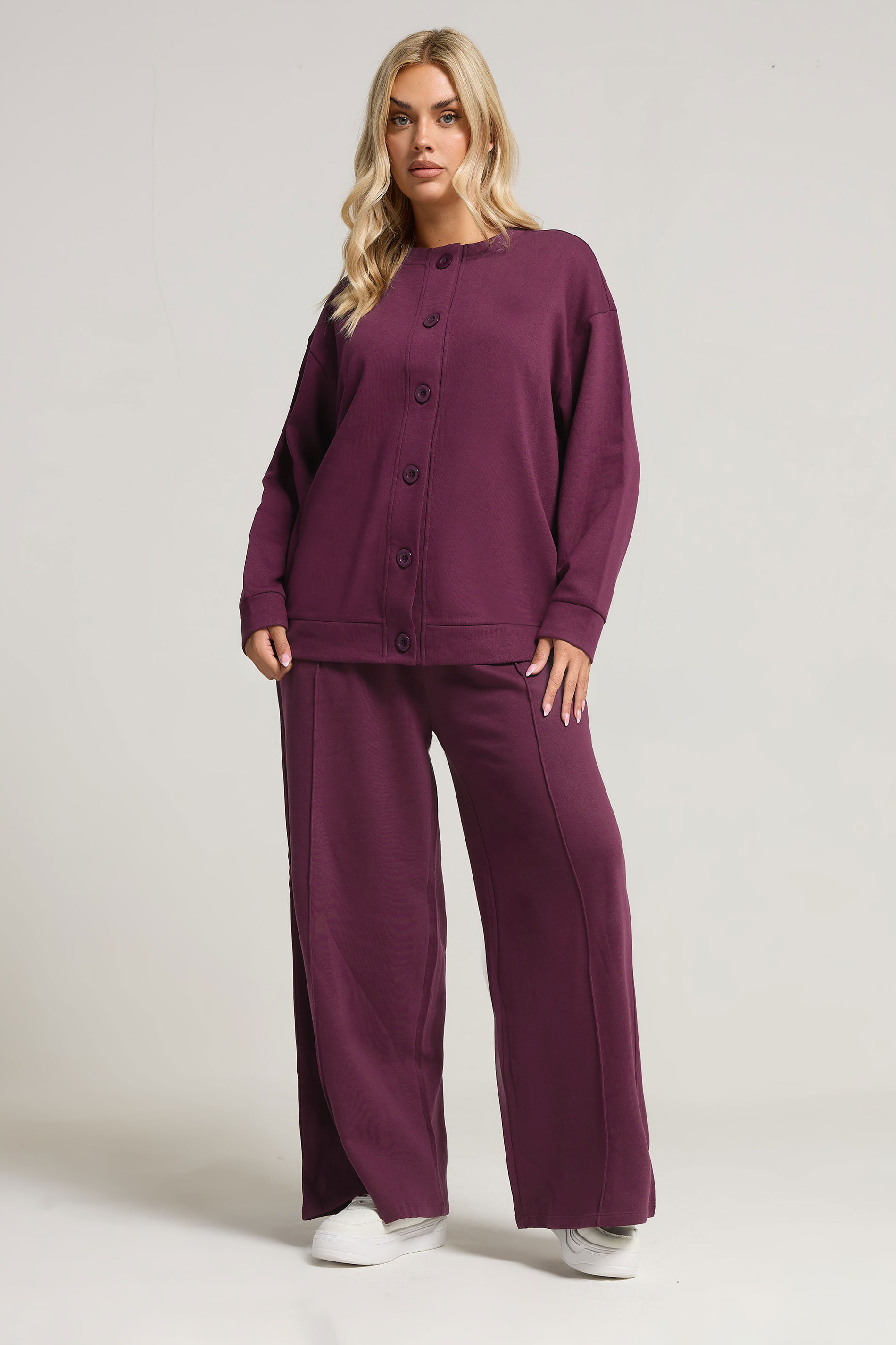 YOURS Plus Size Burgundy Red Button Cardigan | Yours Clothing 1