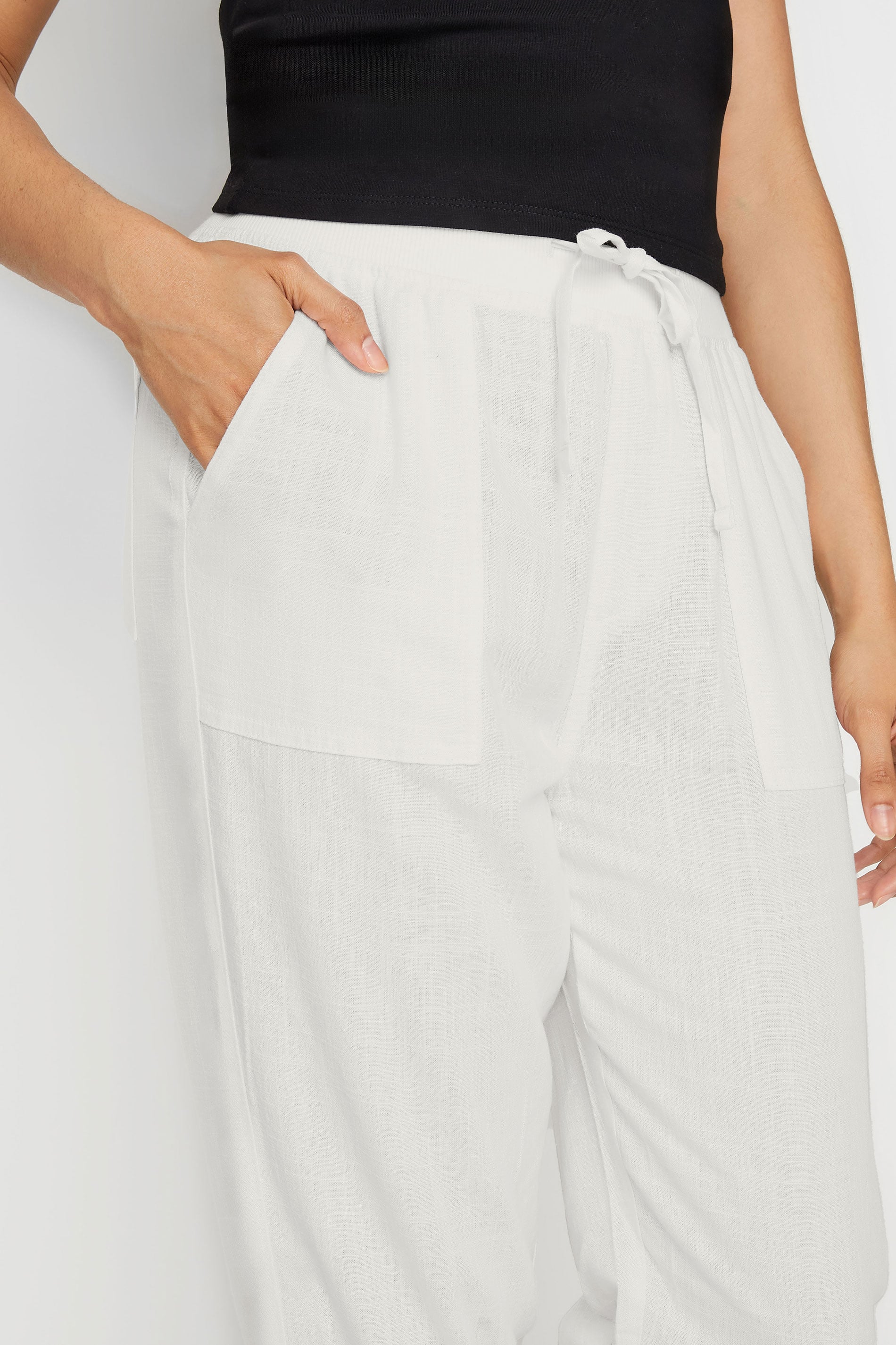 M&Co White Linen Cropped Joggers | M&Co 5