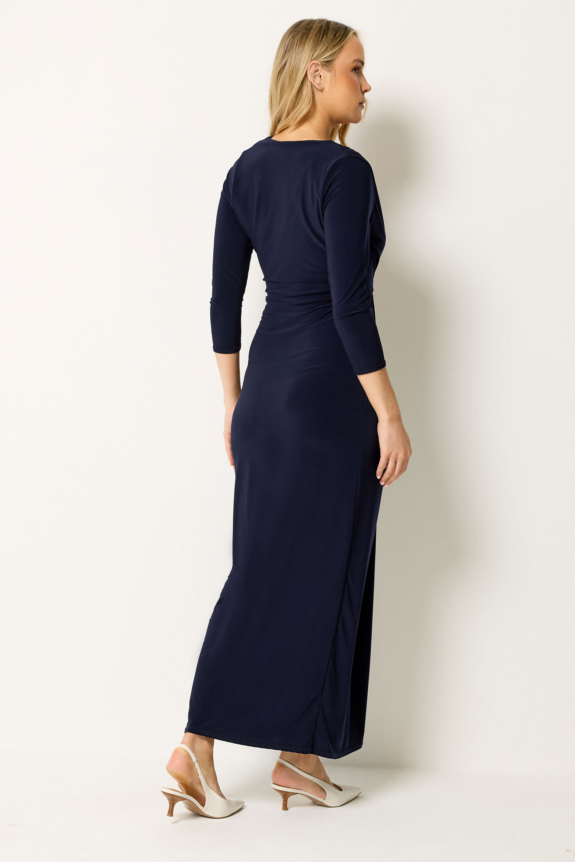 LTS Tall Women's Navy Blue Drape Wrap Maxi Dress | Long Tall Sally 2