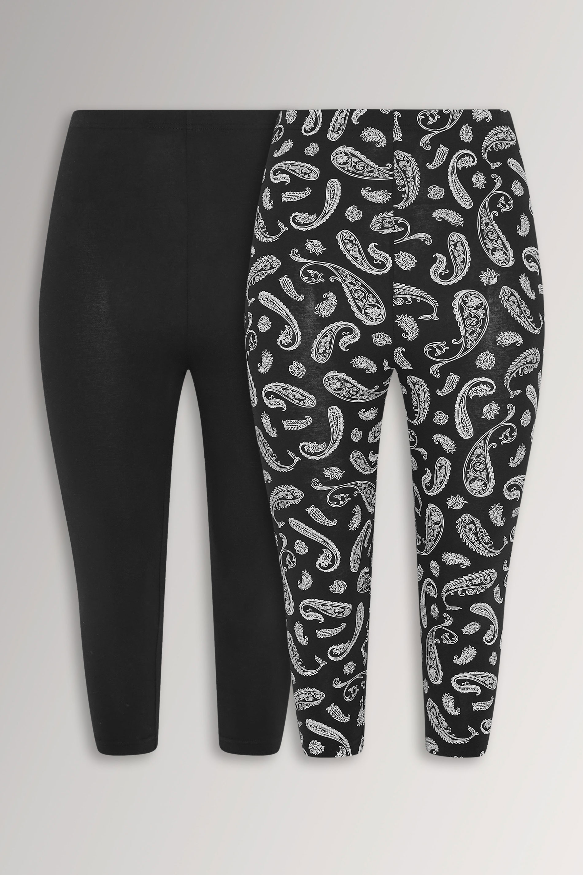 YOURS 2 PACK Plus Size Black Paisley Print Cropped Leggings | Yours Clothing 3