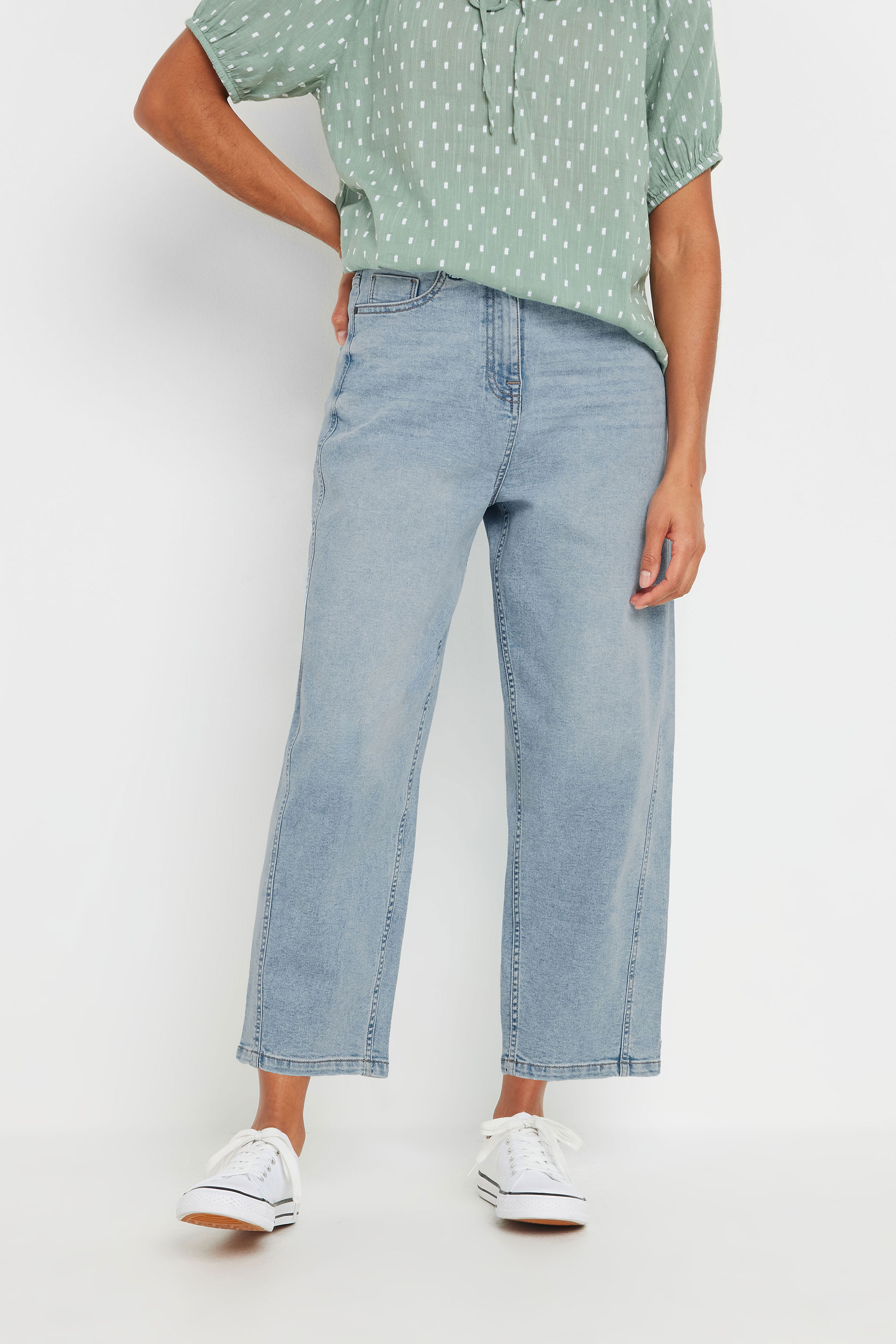 M&Co Blue Light Wash Barrel Jeans | M&Co 2