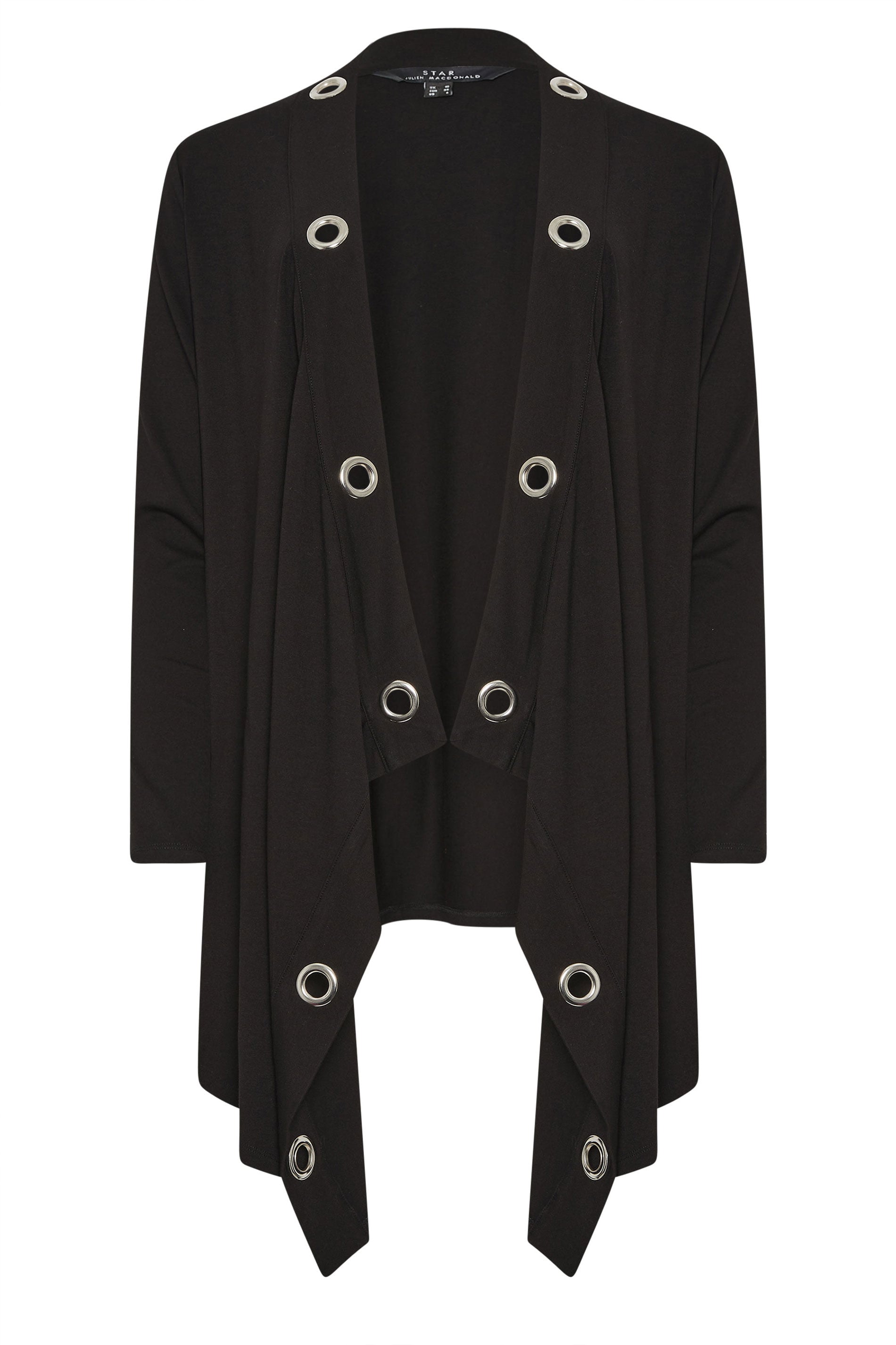 STAR Black Eyelet Detail Waterfall Cardigan | StarByJM 5