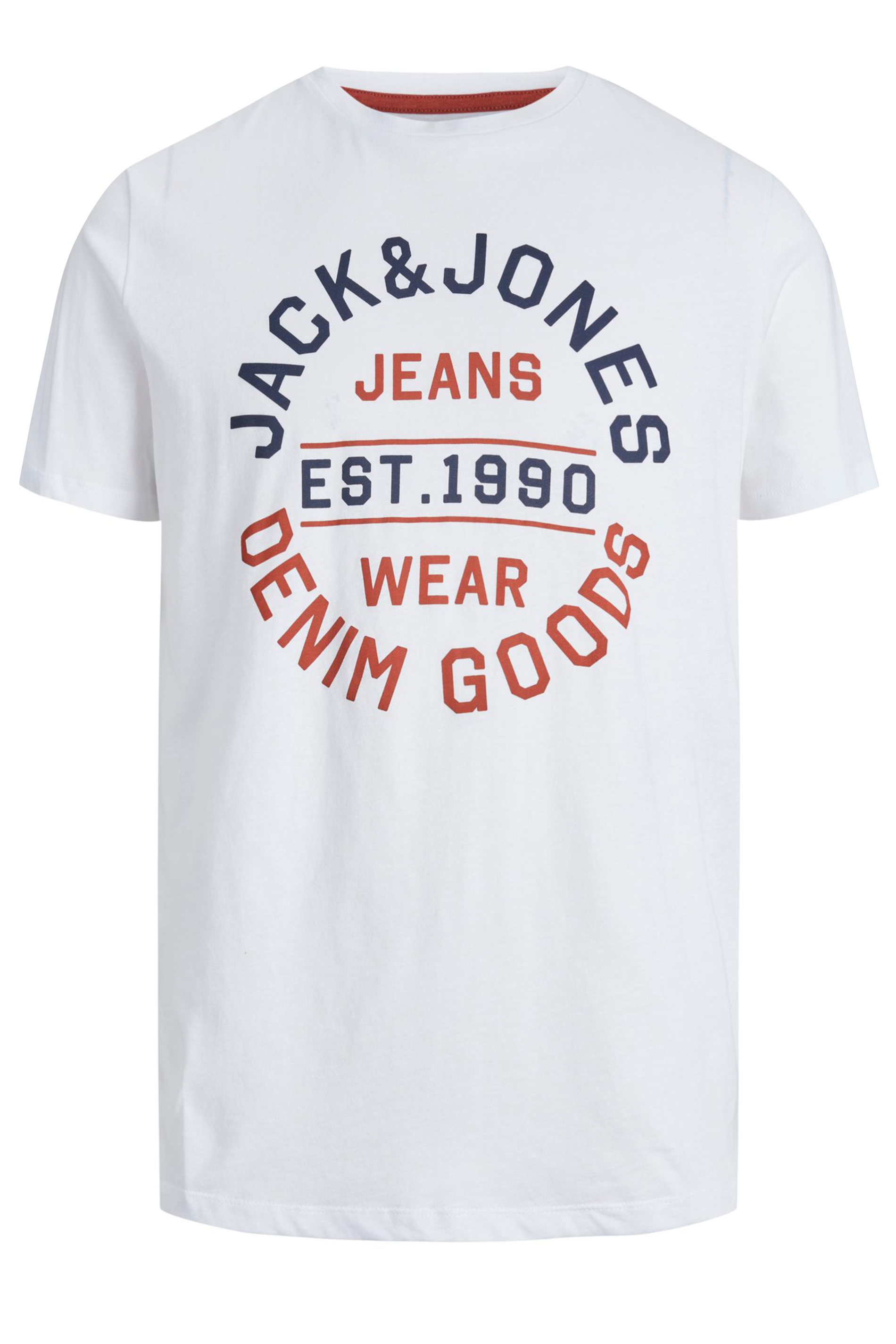 JACK & JONES White Logo 'Denim Goods' Slogan T-Shirt | BadRhino 1