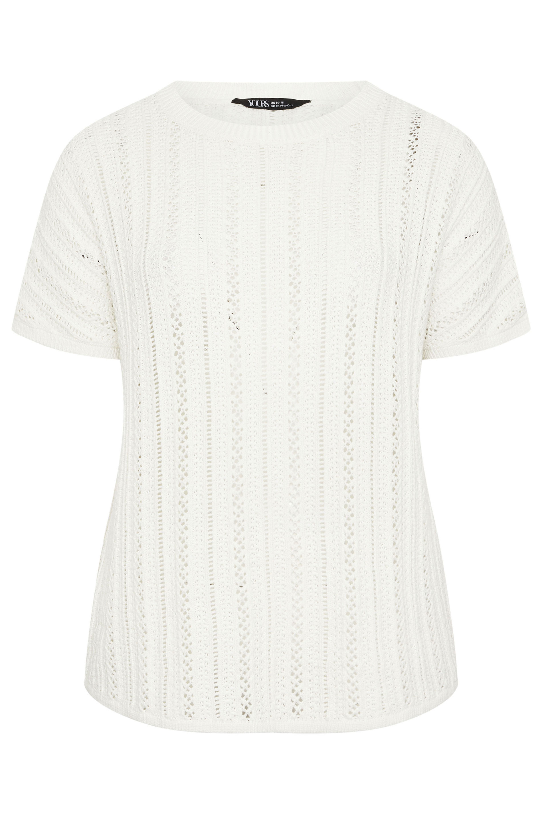 YOURS Plus Size White Boxy Knitted Top | Yours Clothing 5