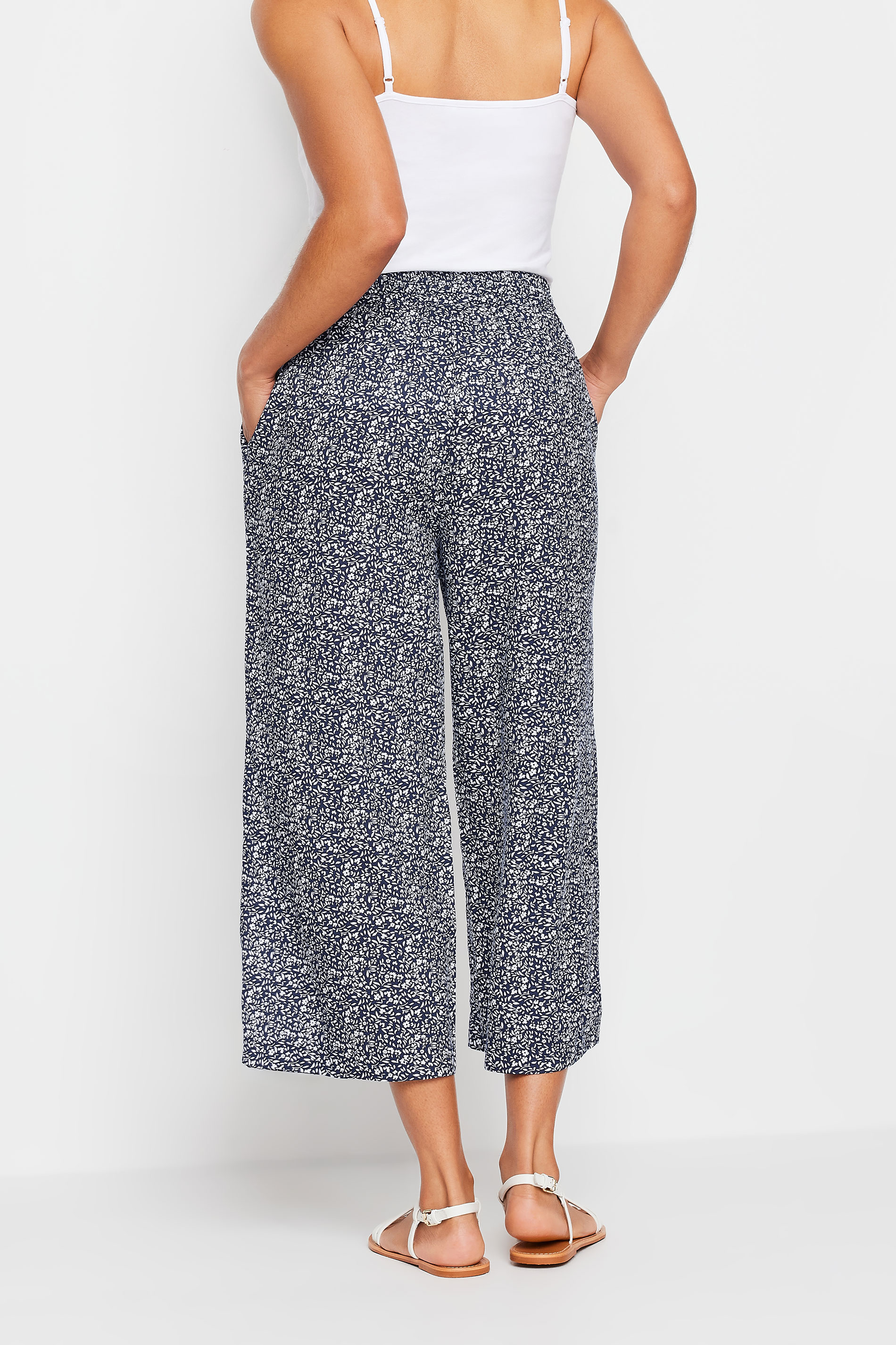 M&Co Navy Blue Ditsy Floral Culottes | M&Co 3