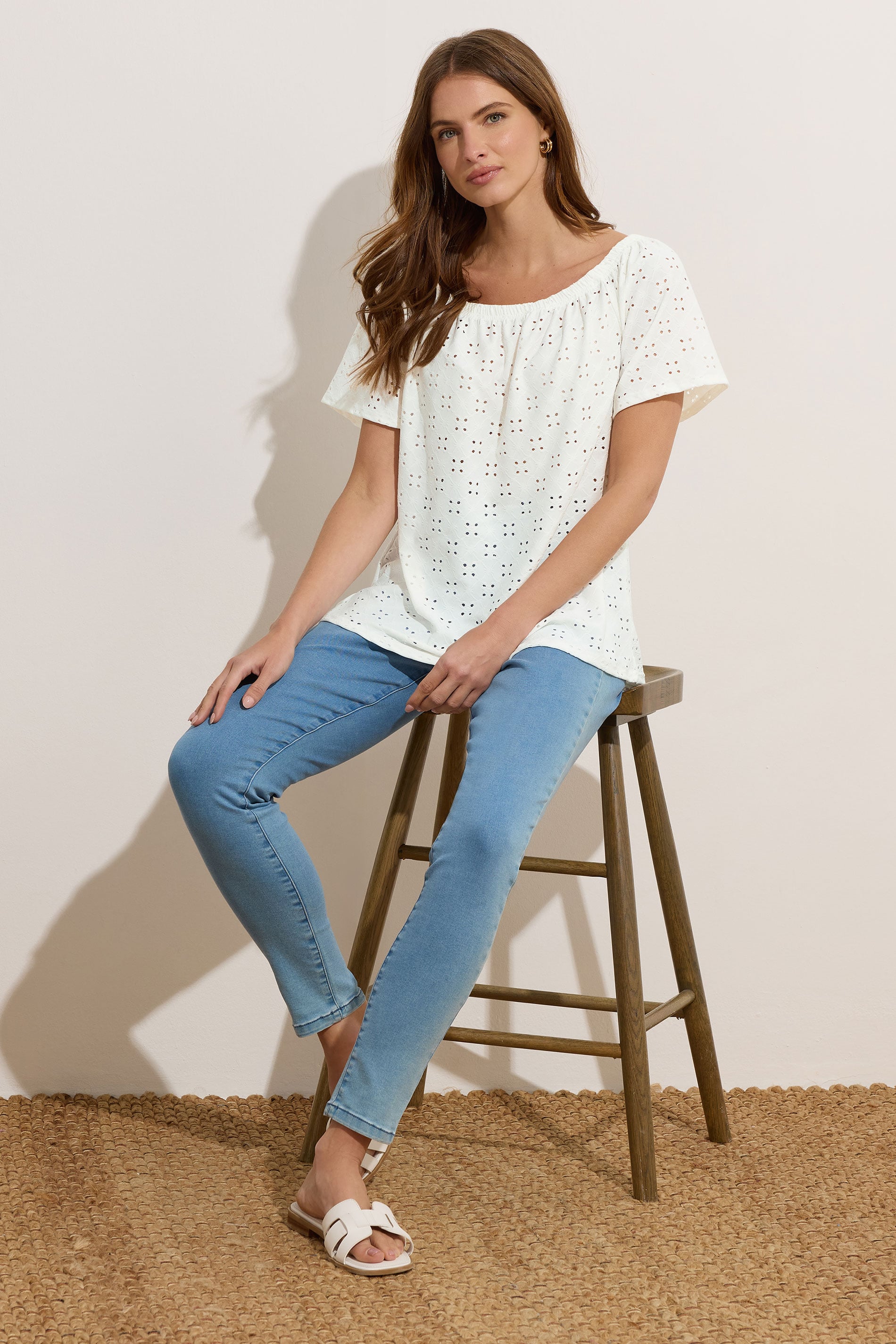 M&Co White Broderie Bardot Top | M&Co 2