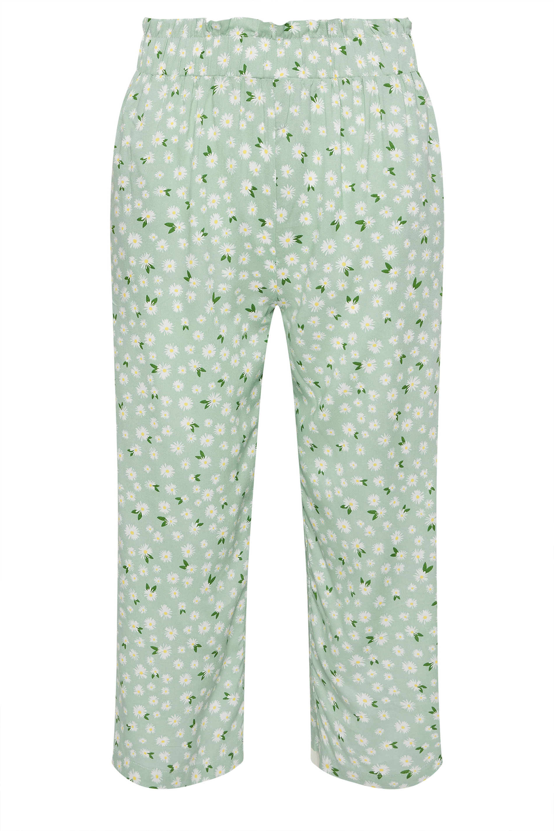 PixieGirl Petite Women's Sage Green Floral Cropped Trousers | PixieGirl 5
