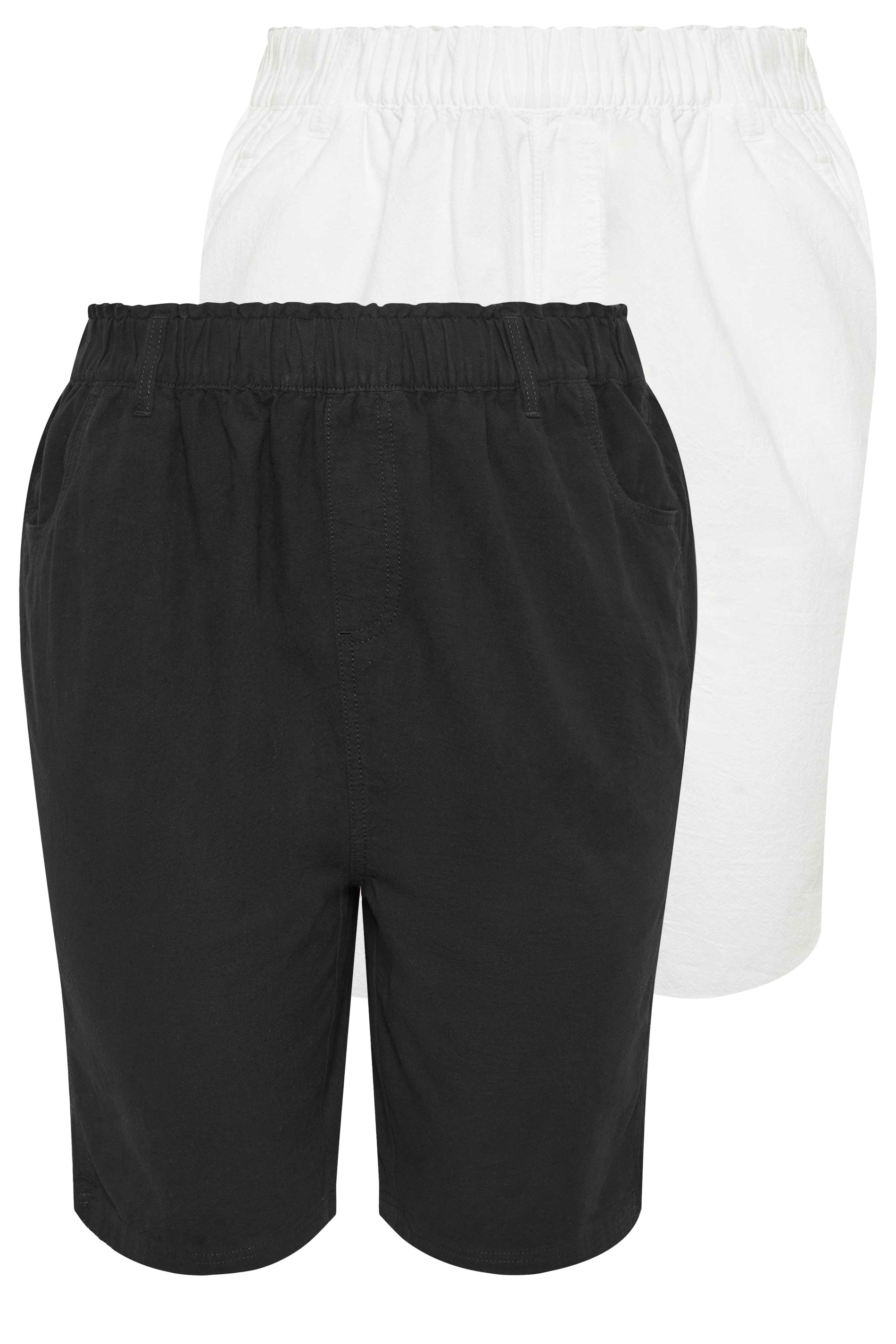 YOURSET 2 PACK Plus Size Black & White Cool Cotton Shorts | Yours Clothing 8