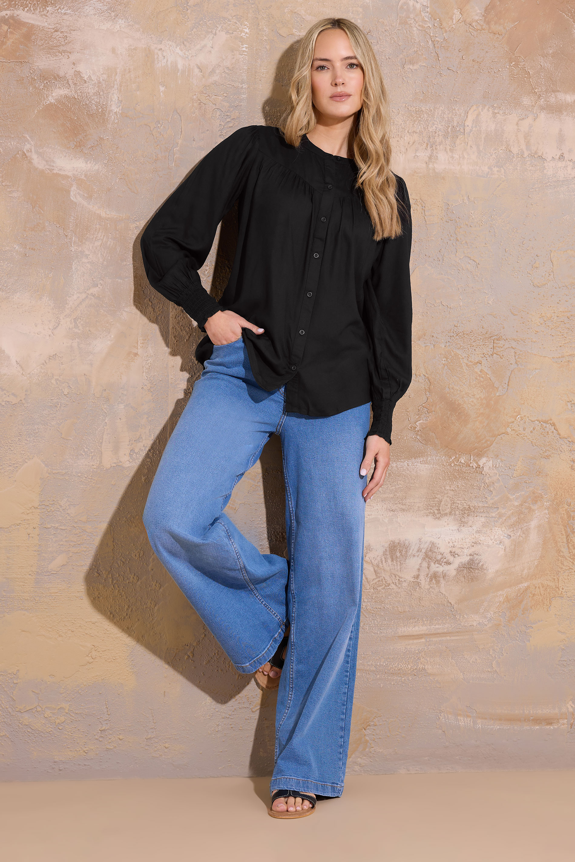 LTS Tall Black Long Sleeve Blouse | Long Tall Sally 1