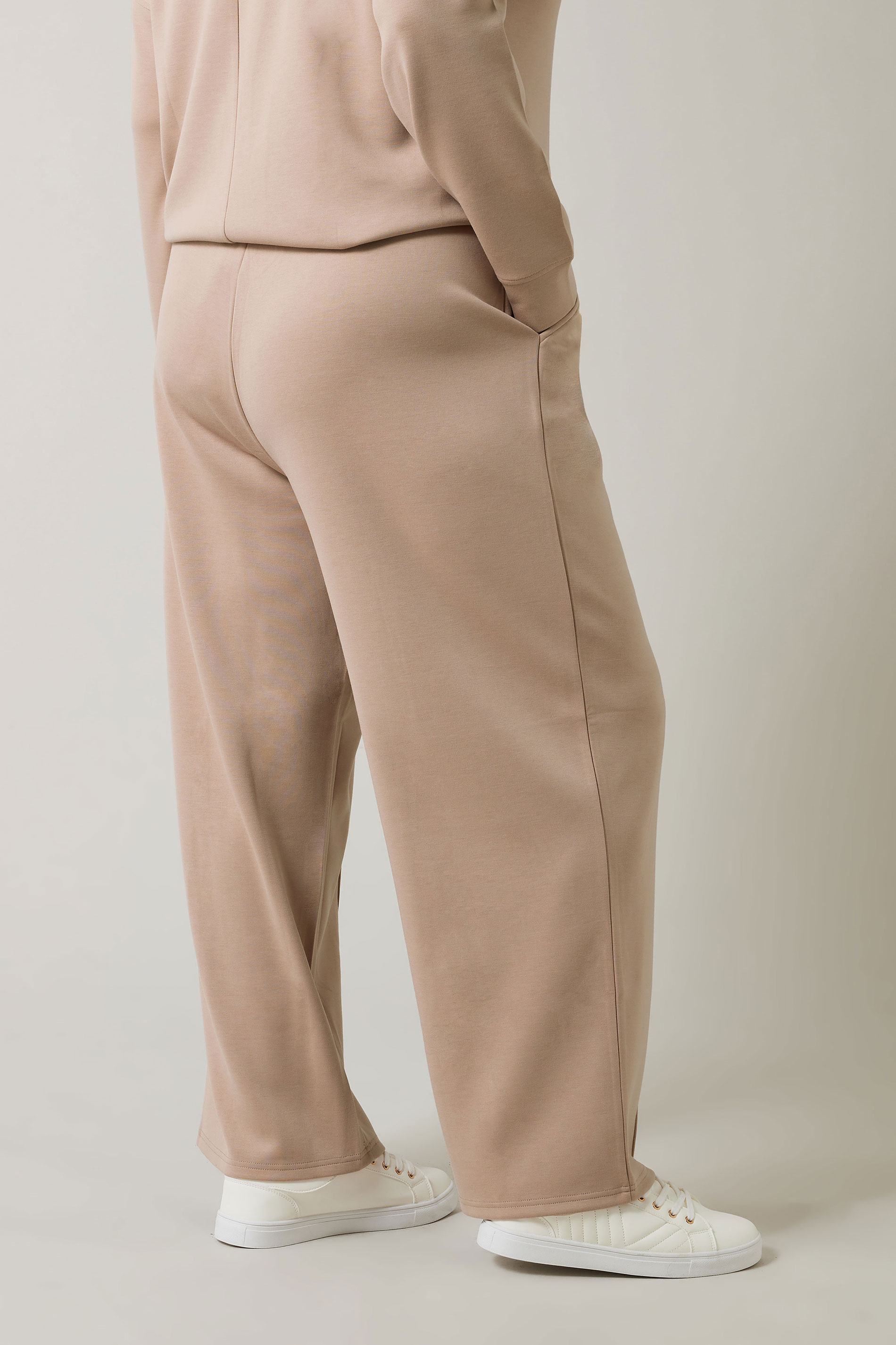 EVANS Plus Size Natural Brown Luxe Wide Leg Joggers | Evans 2