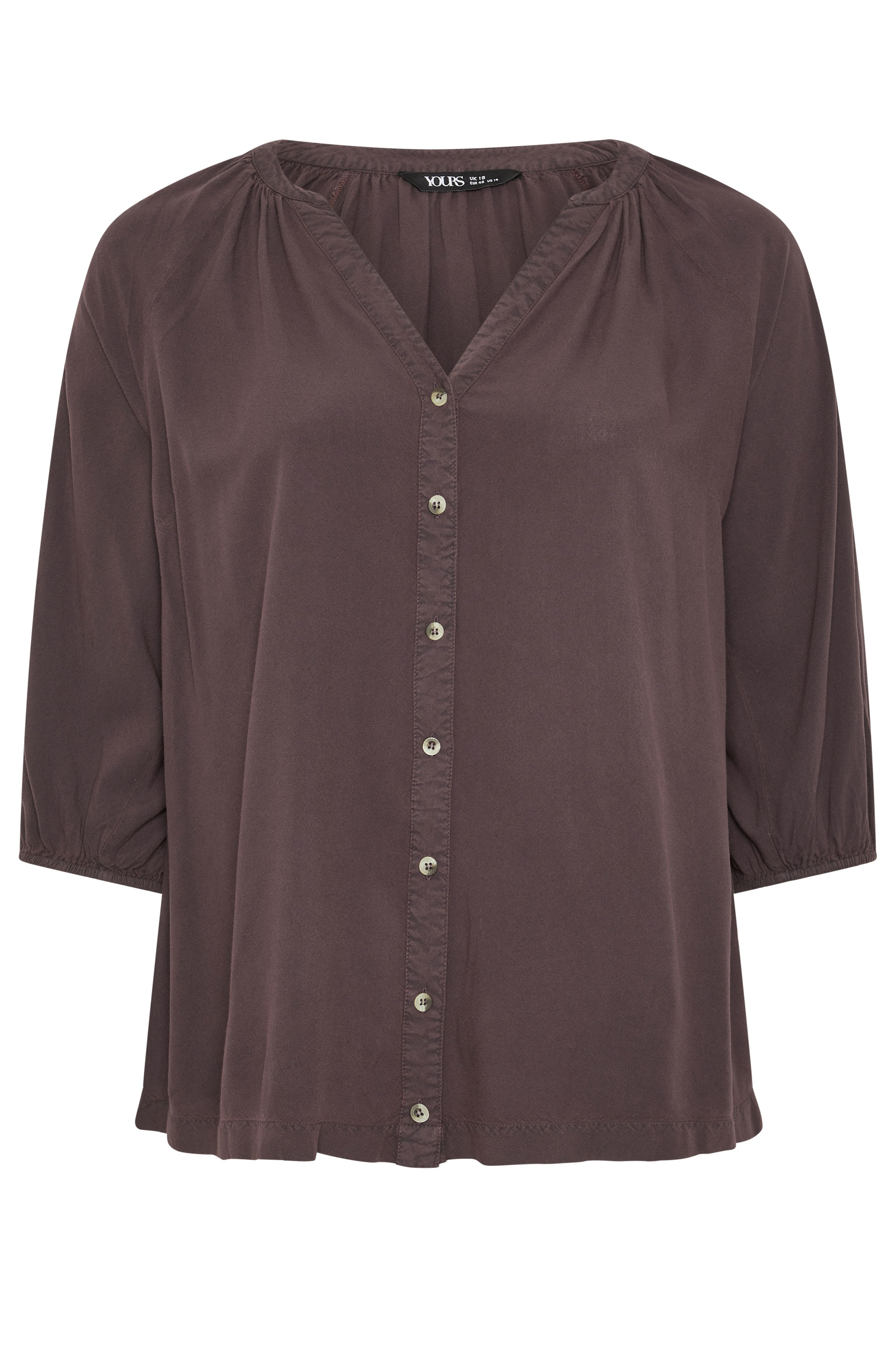 YOURS Plus Size Brown Chambray Blouse | Yours Clothing 5