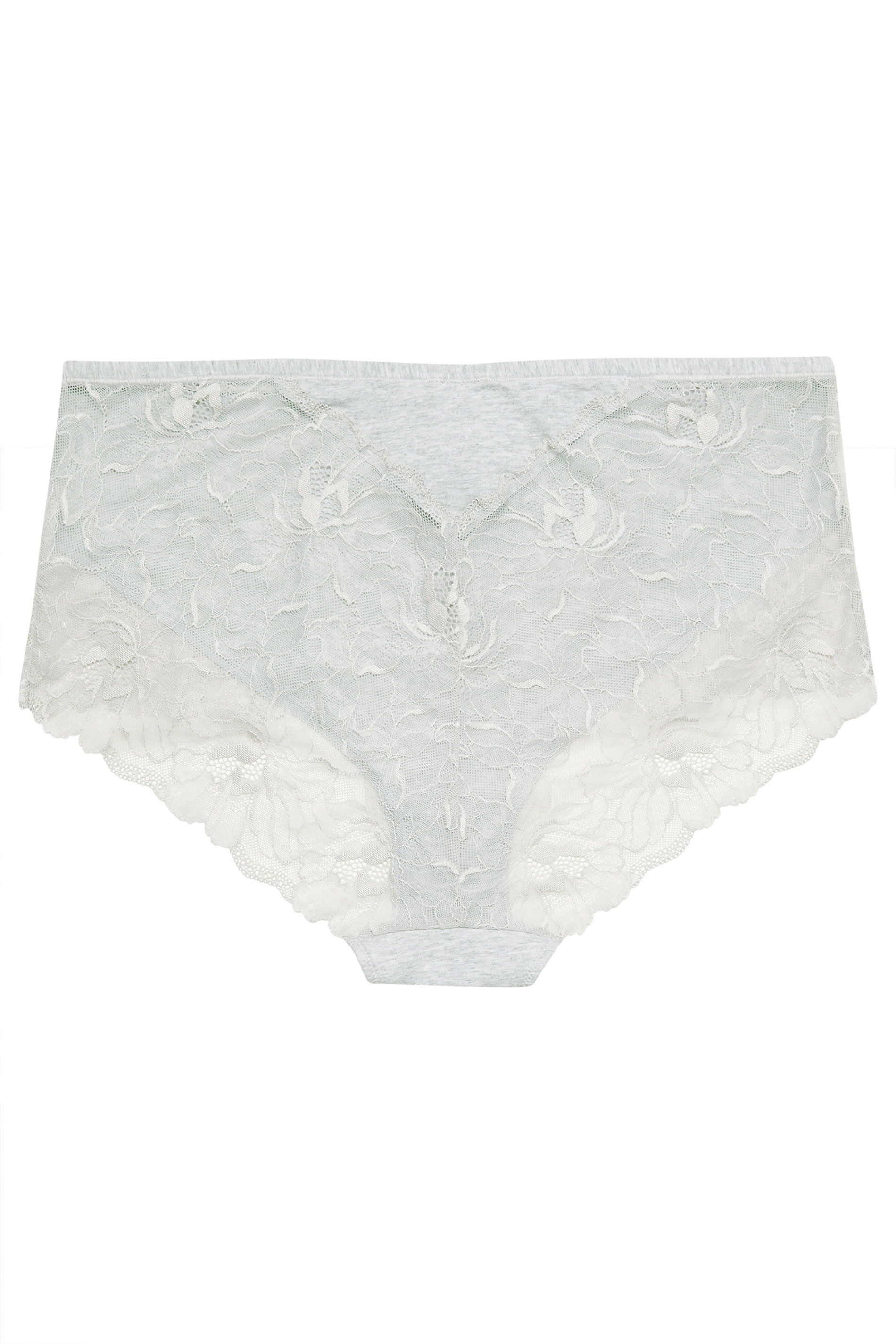 YOURS Curve Grey Marl Lace Back Full Briefs | Yours Clothing 7