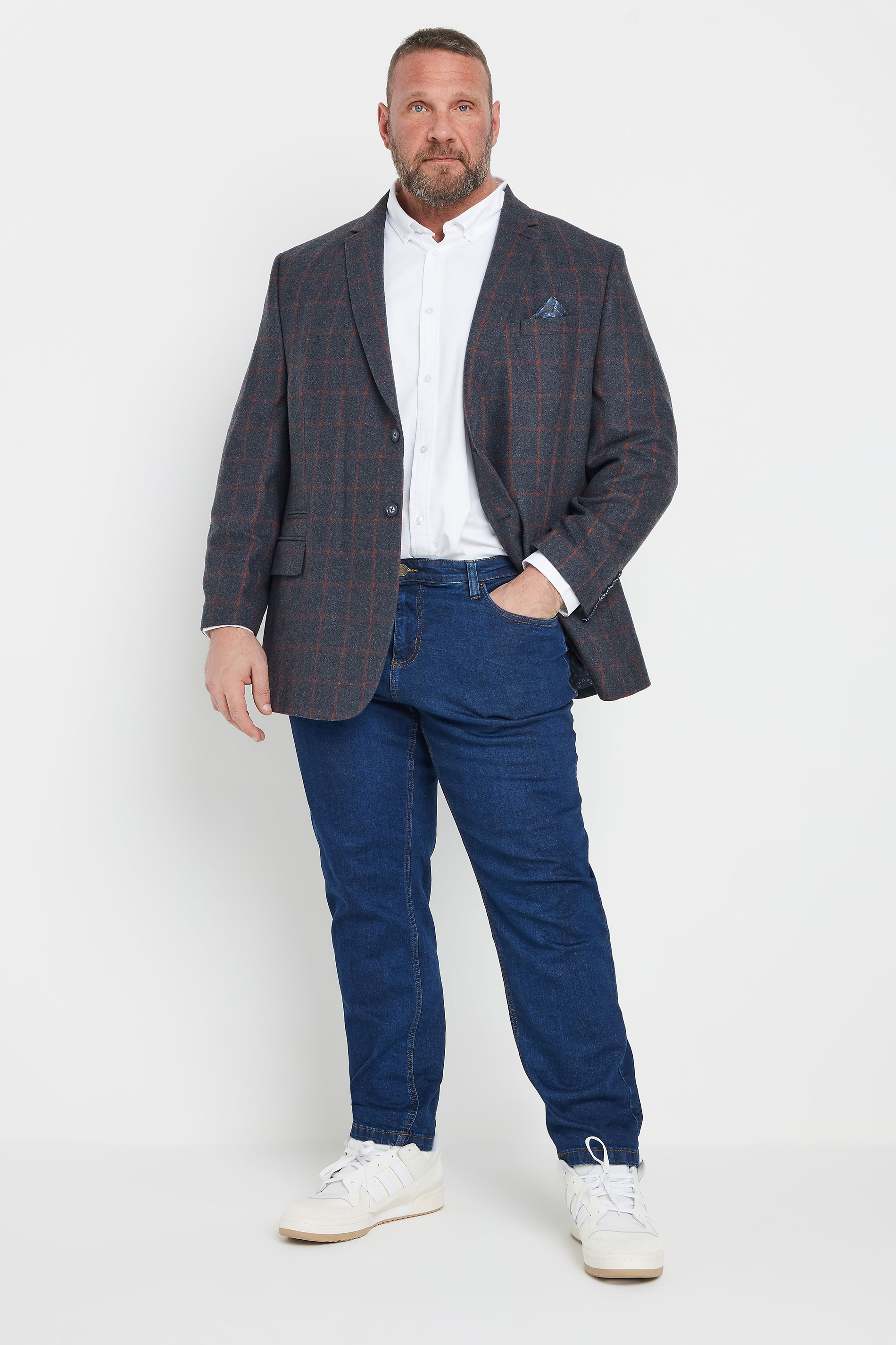 BadRhino Tailoring Big & Tall Blue & Red Checked Suit Jacket | BadRhino 7