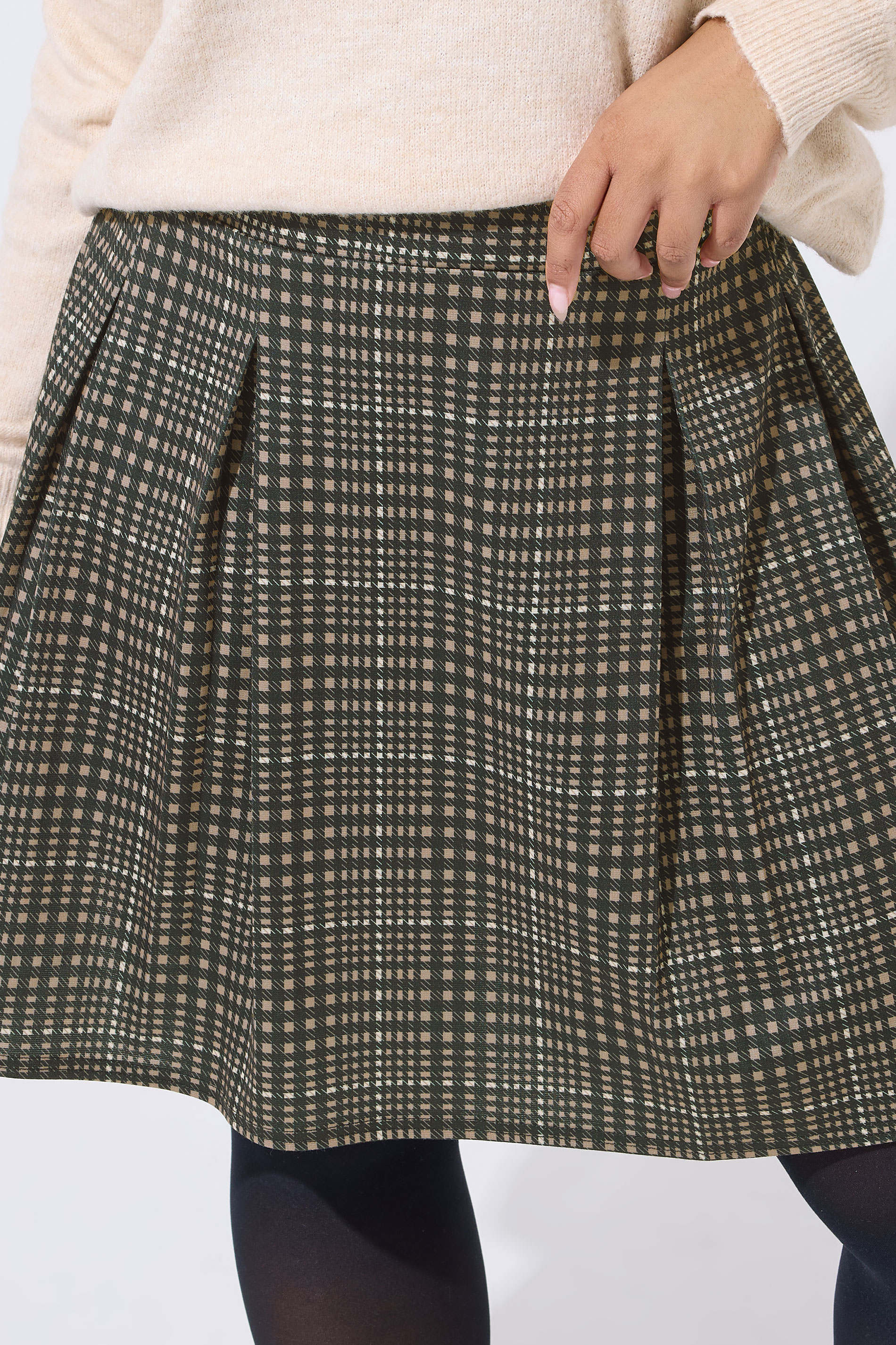 LIMITED COLLECTION Plus Size Brown Check Pleated Skirt | Yours Clothing 5