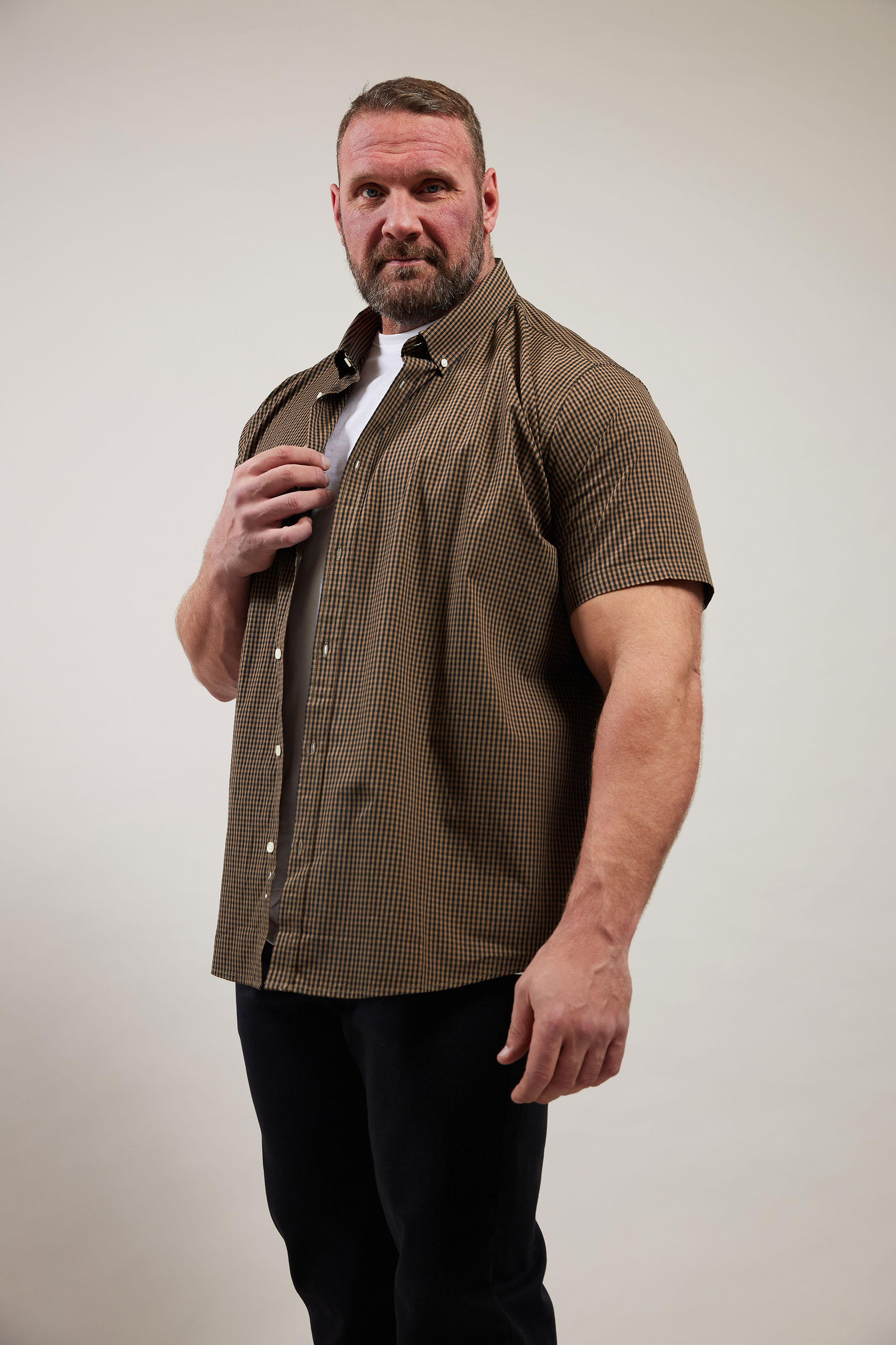 BadRhino Big & Tall Brown Gingham Check Shirt | BadRhino 3