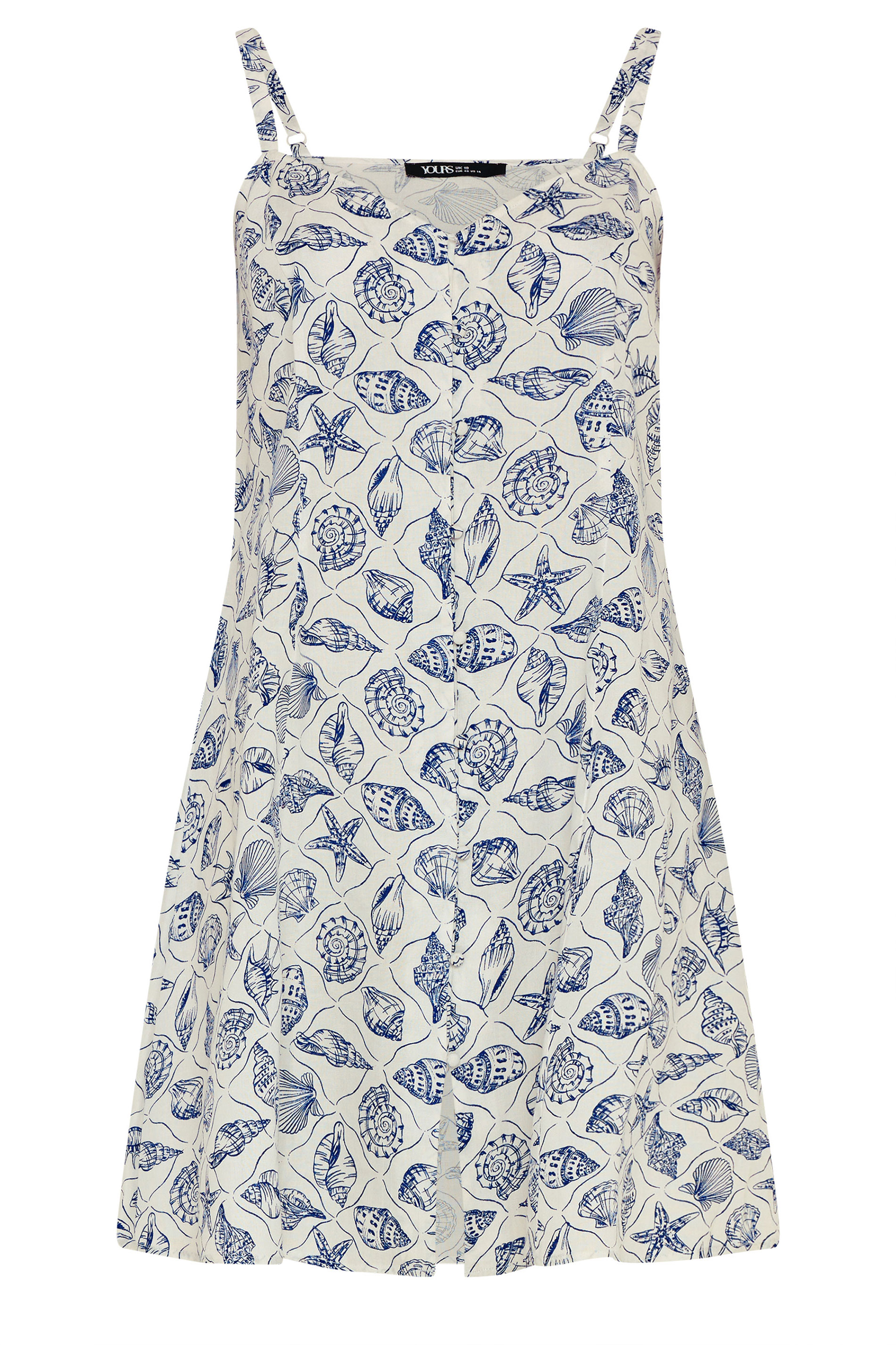 YOURS Plus Size White Shell Print Linen Dress | Yours Clothing 6